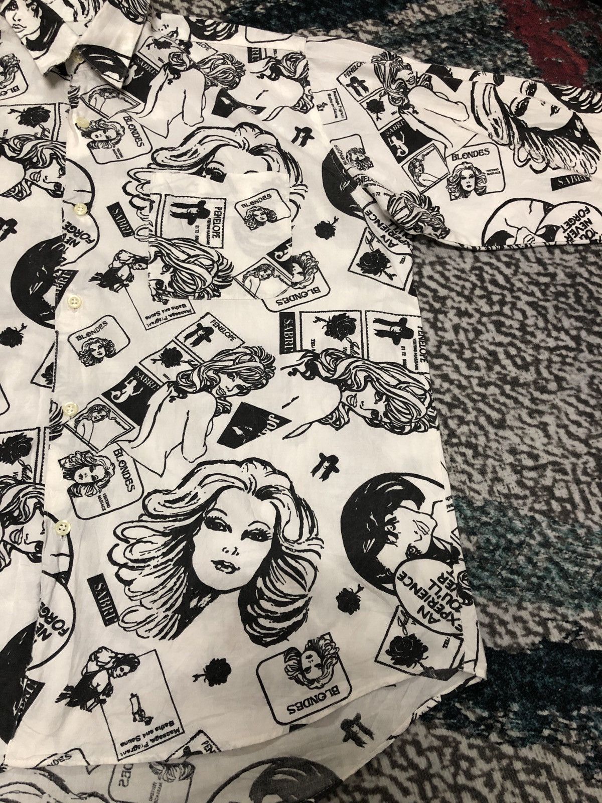 Japanese Brand × Vintage Vintage 90s Nude Girl Porn Art Fullprint Button Shirt Size US L / EU 52-54 / 3 - 5 Thumbnail