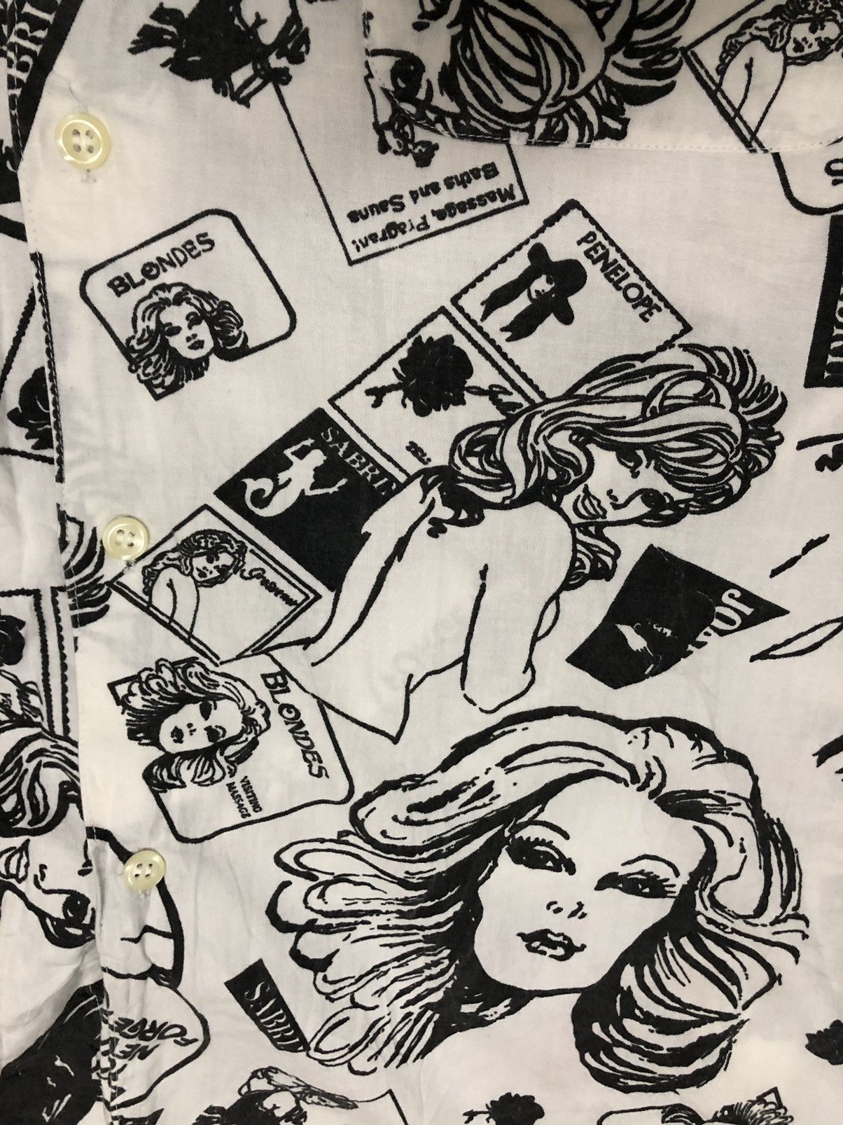 Japanese Brand × Vintage Vintage 90s Nude Girl Porn Art Fullprint Button Shirt Size US L / EU 52-54 / 3 - 10 Thumbnail