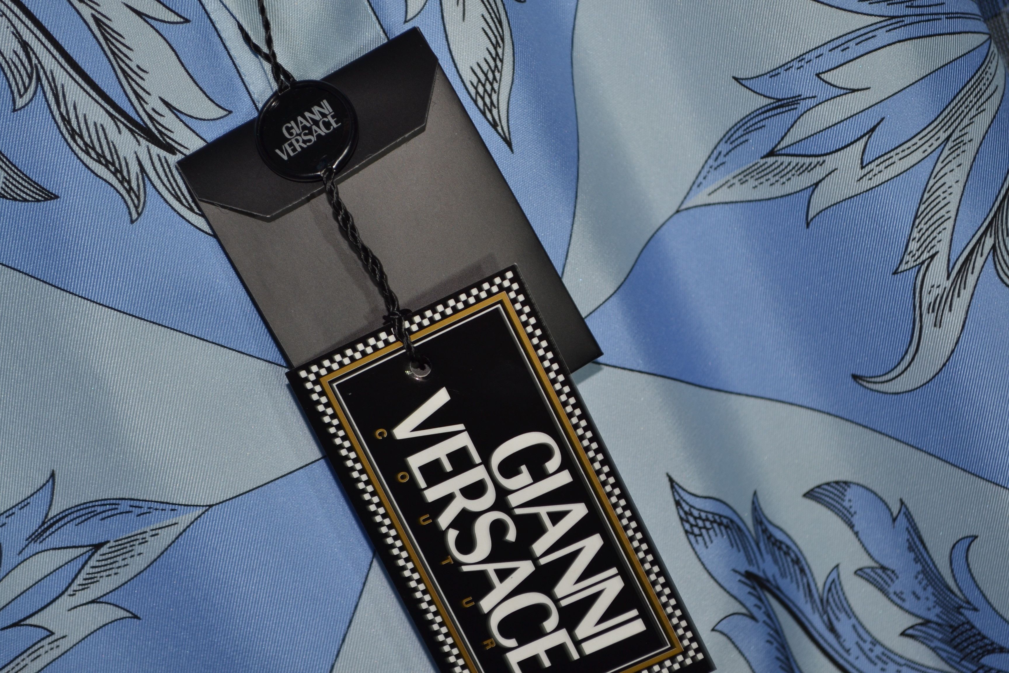 Versace NEW Gianni Versace 1990s Silk Shirt 54 Size Baroque Blue Size US L / EU 52-54 / 3 - 4 Thumbnail
