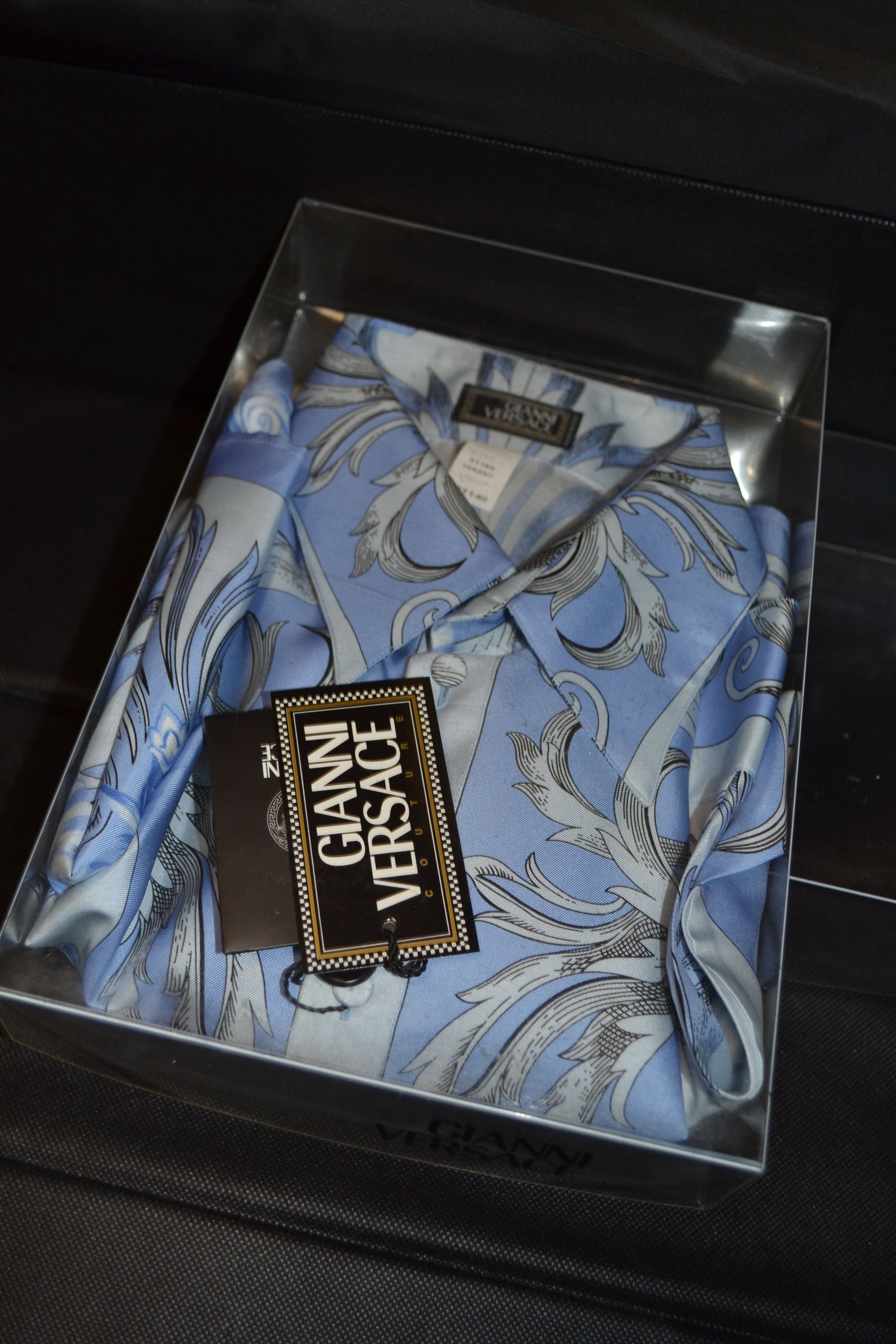 Versace NEW Gianni Versace 1990s Silk Shirt 54 Size Baroque Blue Size US L / EU 52-54 / 3 - 10 Thumbnail