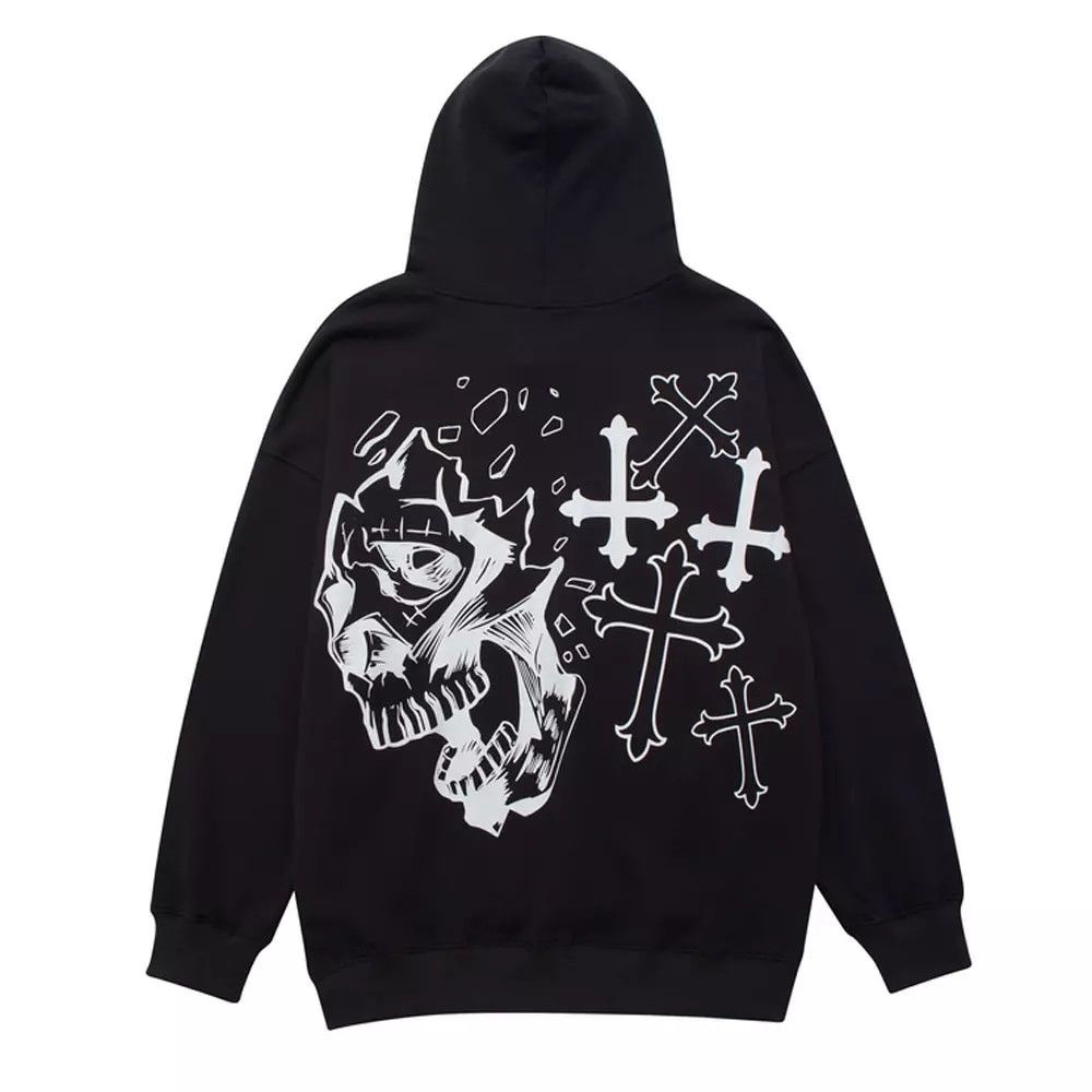 Japanese Brand Y2K Style Crosses And Skulls Hoodie | Grailed
