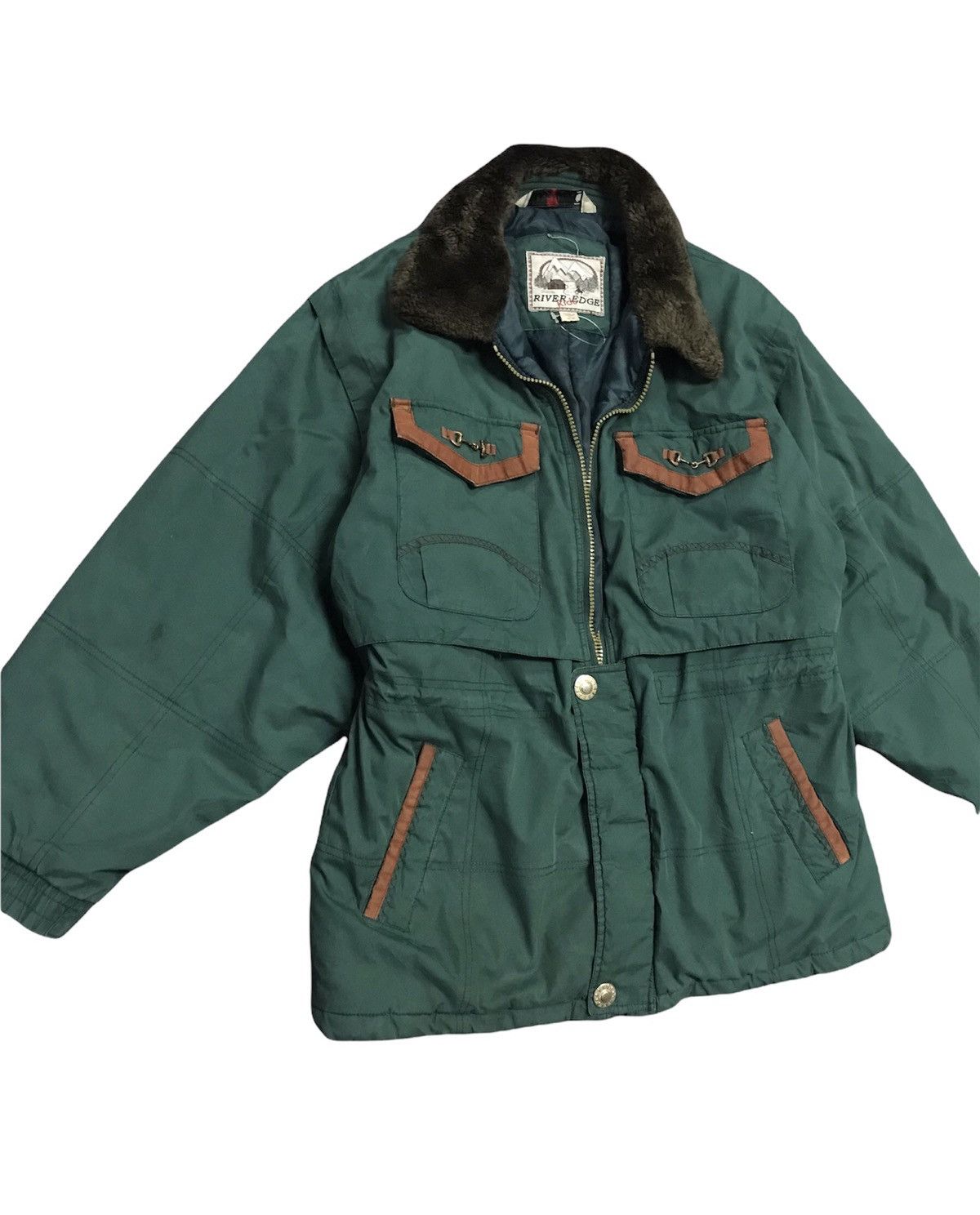 Japanese Brand × Vintage VINTAGE ‼️ River Edge Ski Fur Jacket Dark Green Size US S / EU 44-46 / 1 - 6 Thumbnail