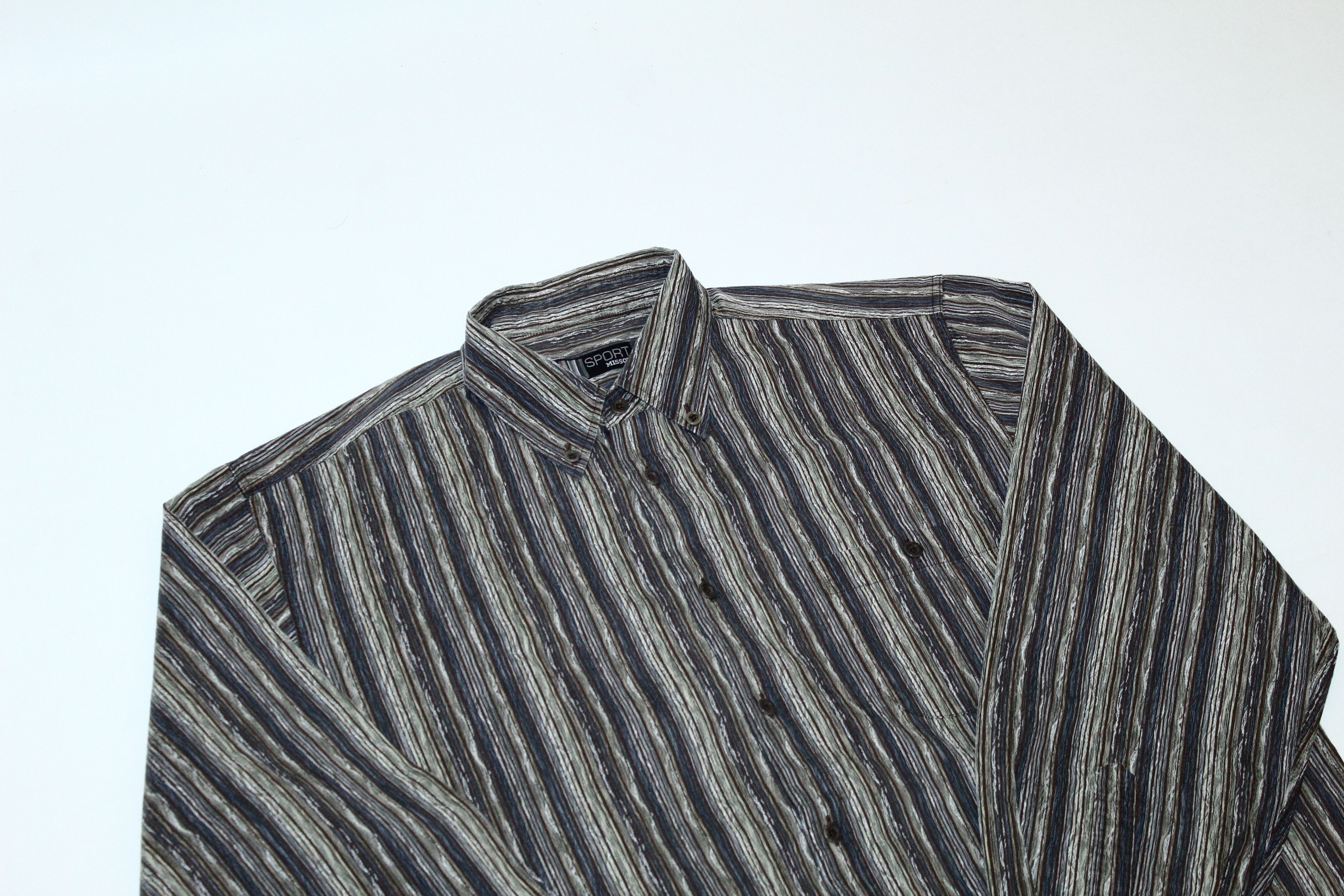 Missoni Vintage Missoni Sport Intarsia Stripes Casual Twill Shirt Size US XL / EU 56 / 4 - 3 Thumbnail