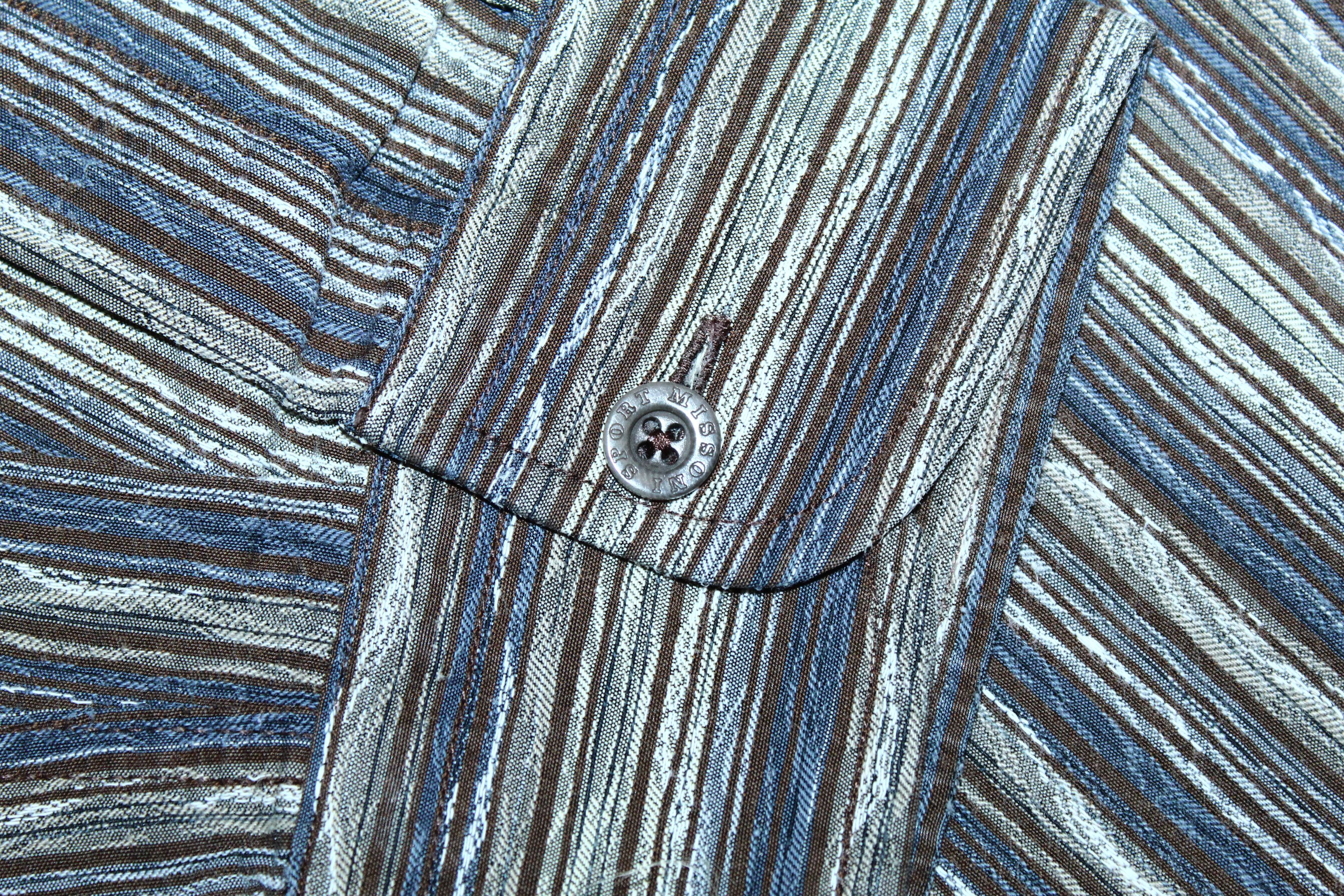 Missoni Vintage Missoni Sport Intarsia Stripes Casual Twill Shirt Size US XL / EU 56 / 4 - 6 Thumbnail