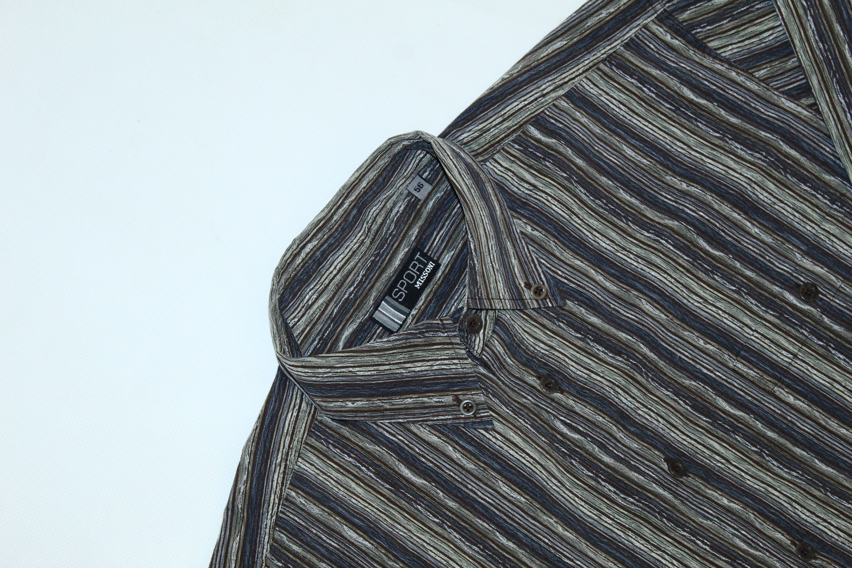 Missoni Vintage Missoni Sport Intarsia Stripes Casual Twill Shirt Size US XL / EU 56 / 4 - 5 Thumbnail
