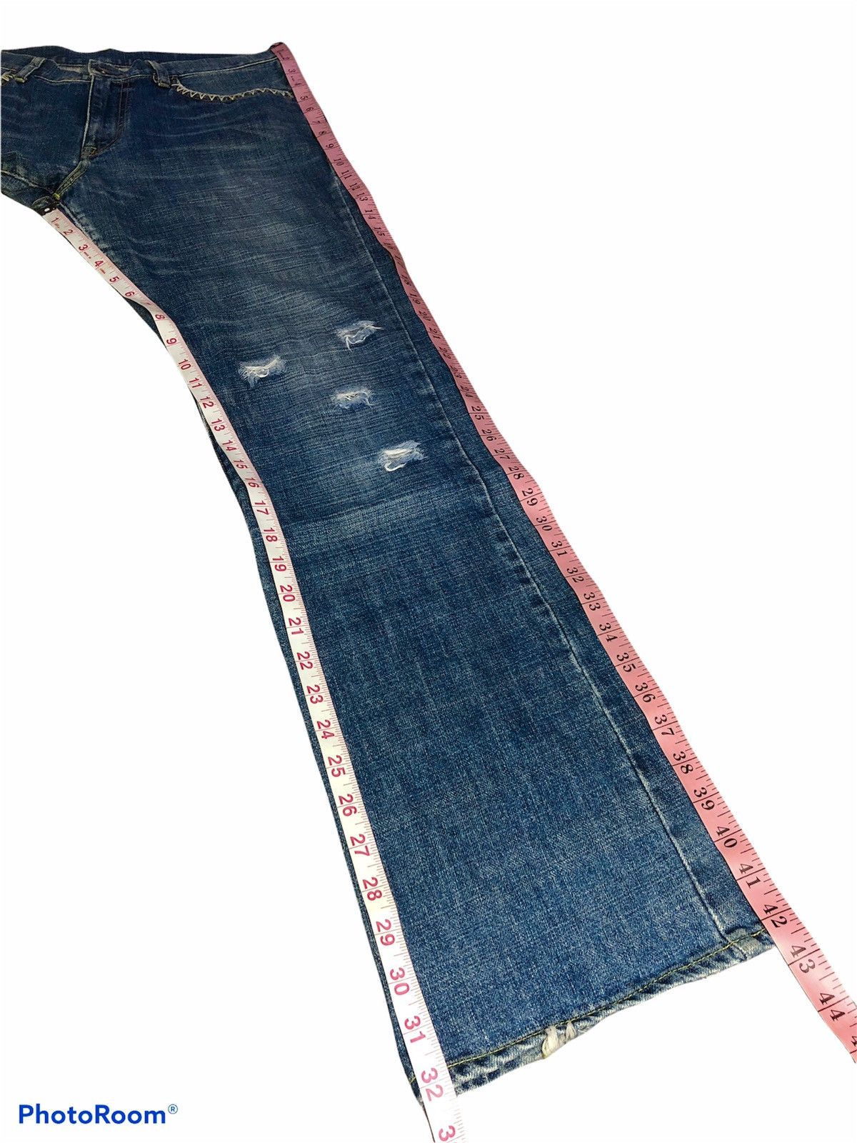 Uniqlo FLARED⚡️⚡️UNIQLO DISTRESSED DENIM Size US 32 / EU 48 - 7 Thumbnail