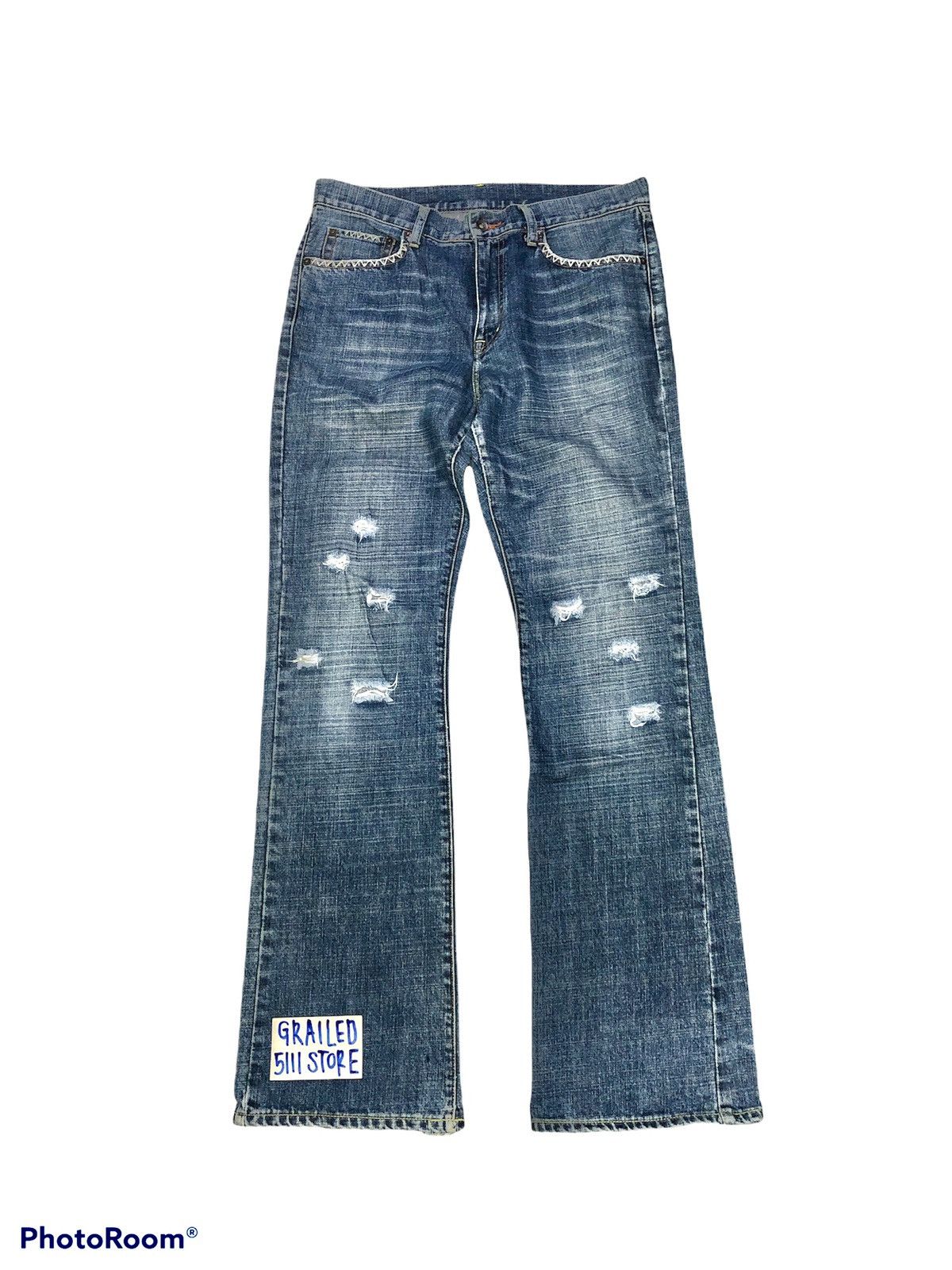 Uniqlo FLARED⚡️⚡️UNIQLO DISTRESSED DENIM Size US 32 / EU 48 - 1 Thumbnail
