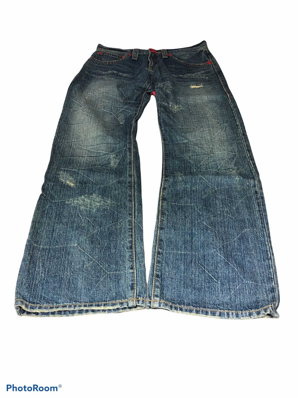 Japanese Brand CO&LU BACK SPELLOUT DENIM Size US 31 - 3 Thumbnail