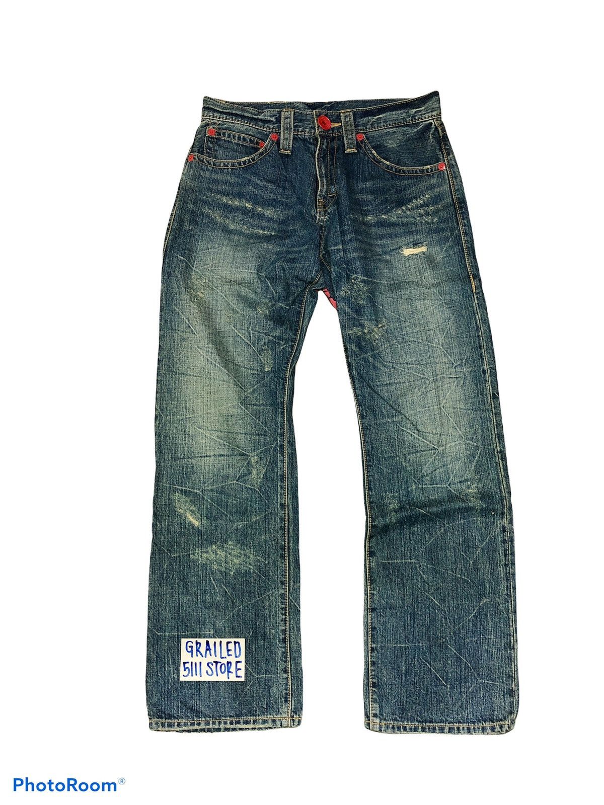 Japanese Brand CO&LU BACK SPELLOUT DENIM Size US 31 - 2 Thumbnail