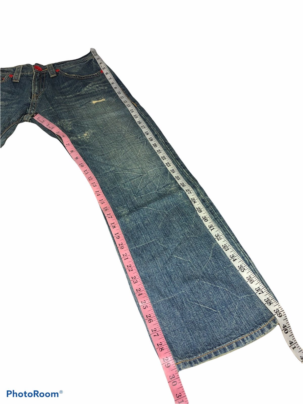Japanese Brand CO&LU BACK SPELLOUT DENIM Size US 31 - 7 Thumbnail