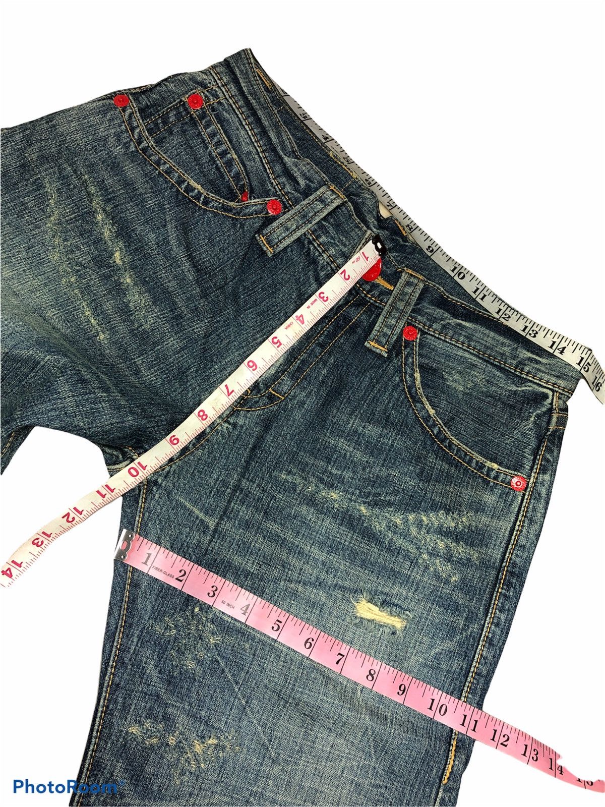 Japanese Brand CO&LU BACK SPELLOUT DENIM Size US 31 - 6 Thumbnail