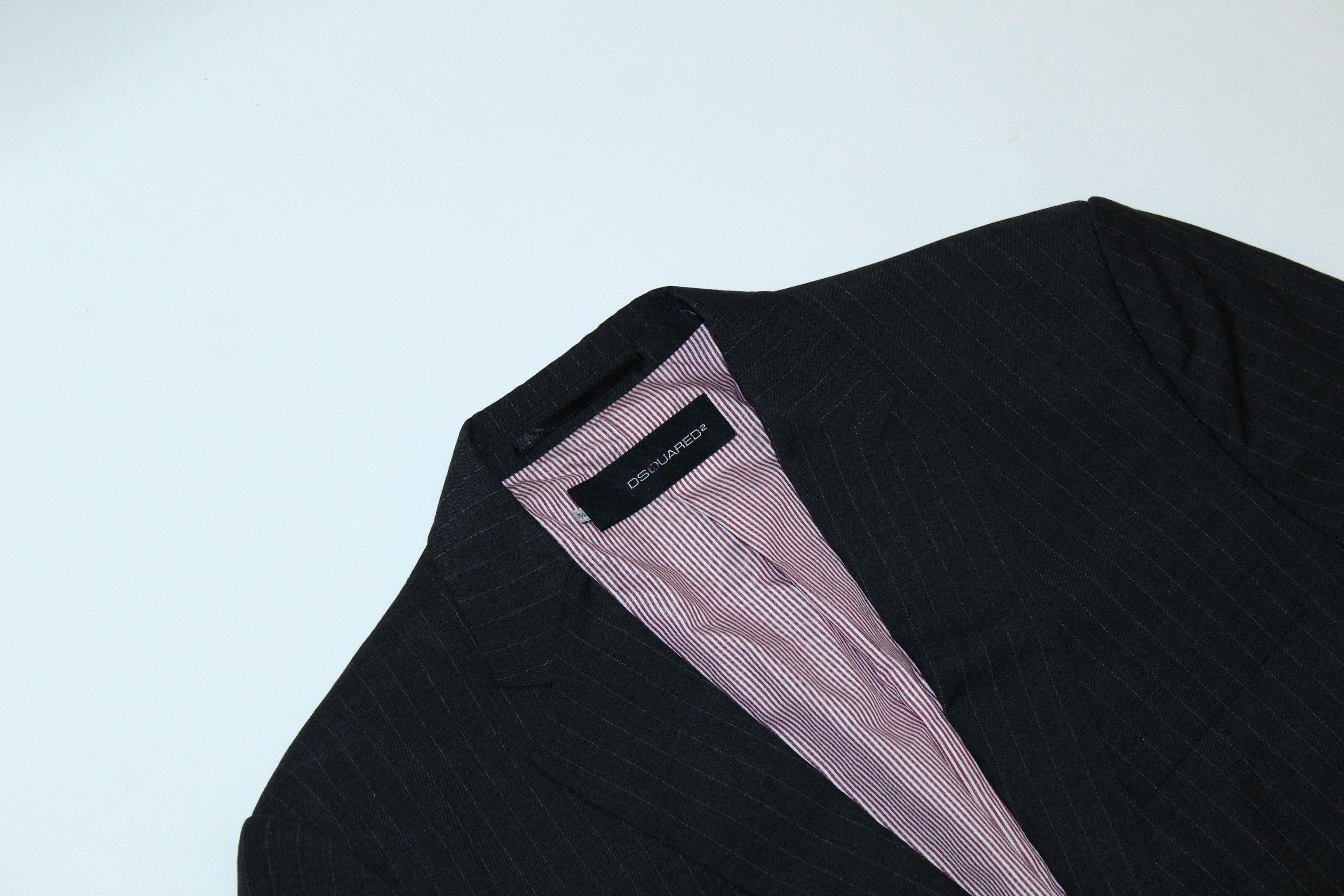 Dsquared2 Dsquared2 Slim Fit Pin Striped Charcoral Black Blazer Size US L / EU 52-54 / 3 - 4 Thumbnail