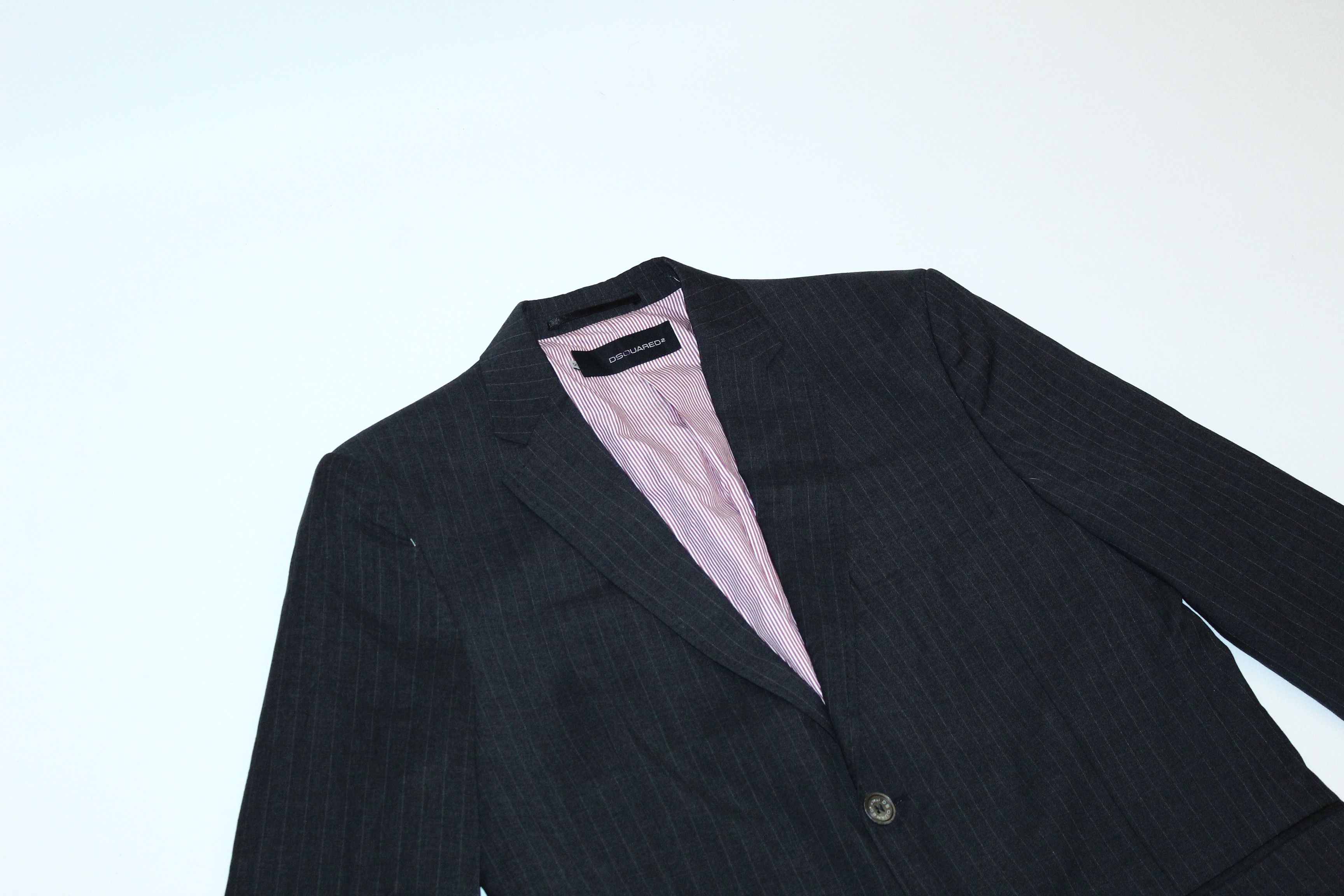 Dsquared2 Dsquared2 Slim Fit Pin Striped Charcoral Black Blazer Size US L / EU 52-54 / 3 - 2 Thumbnail