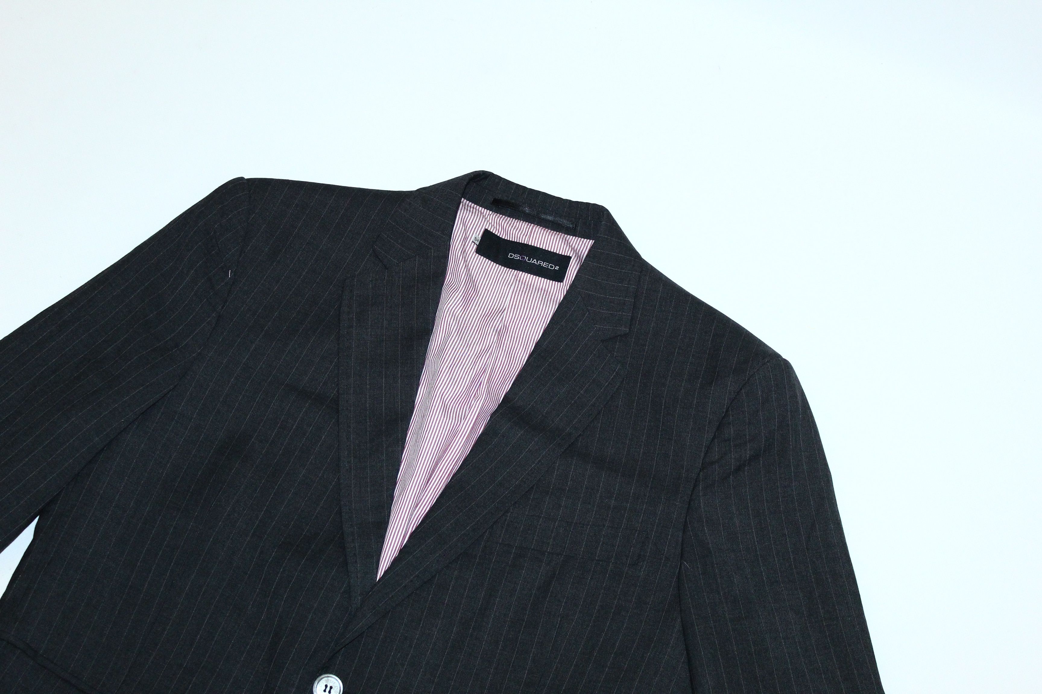 Dsquared2 Dsquared2 Slim Fit Pin Striped Charcoral Black Blazer Size US L / EU 52-54 / 3 - 3 Thumbnail