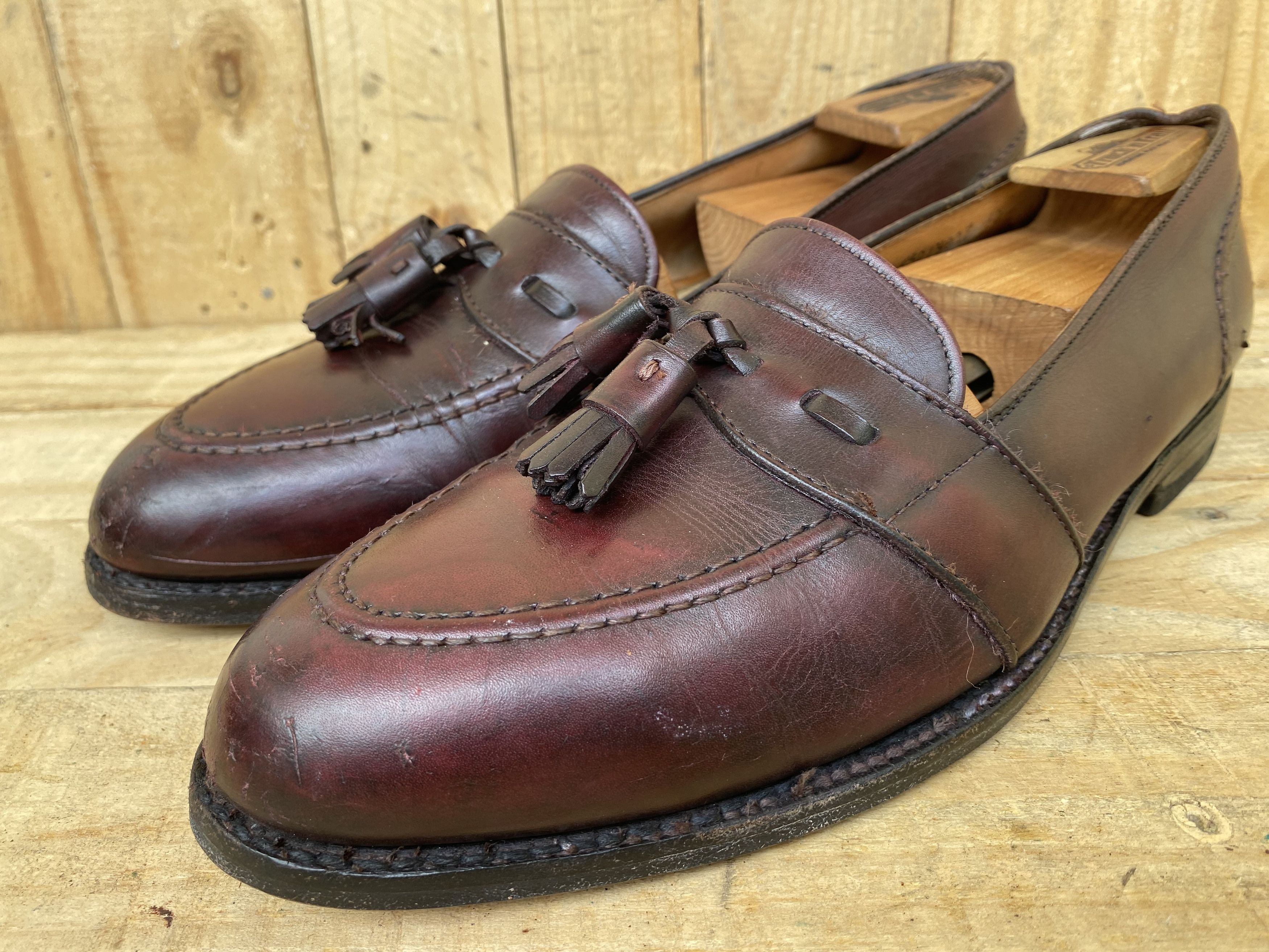 Alden Alden 693 Burgundy Calfskin Leather Tassel Loafers Shoes 