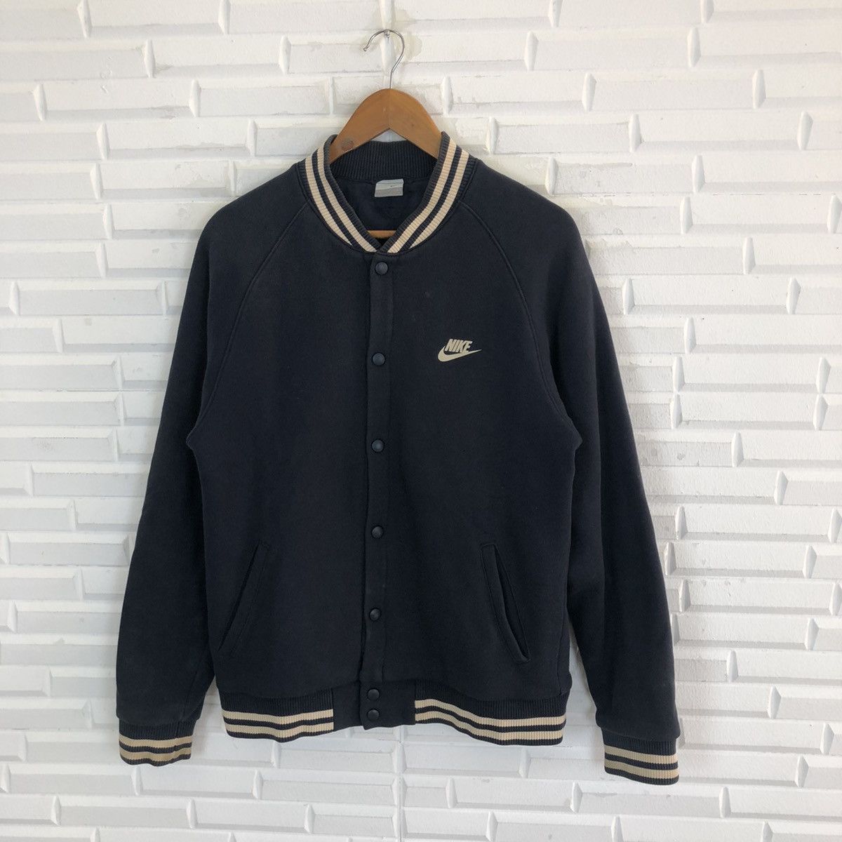 Nike × Vintage NIKE ATHLETICS SNAPBUTTON VARSITY JACKET Size US M / EU 48-50 / 2 - 1 Thumbnail