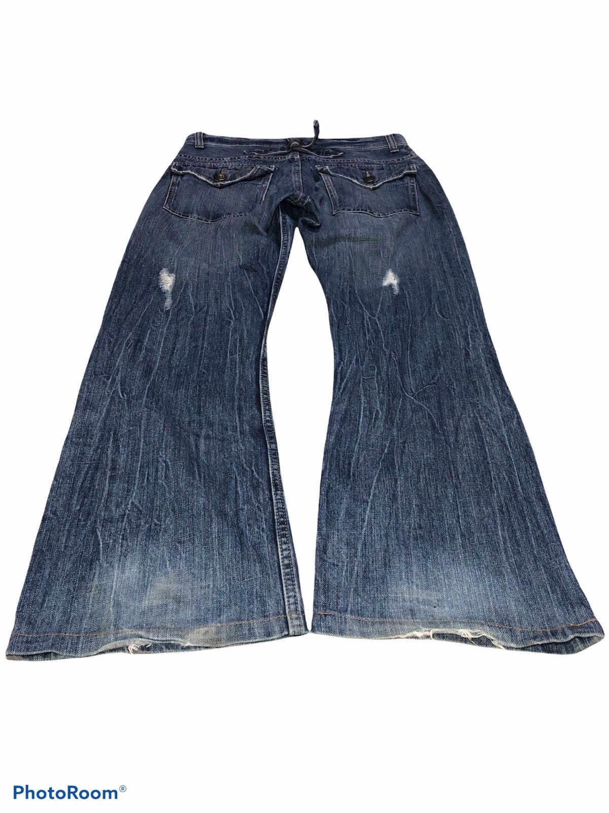 Japanese Brand FLARED⚡️⚡️⚡️DISTRESSED BUCKLE BACK DENIM Size US 31 - 4 Thumbnail