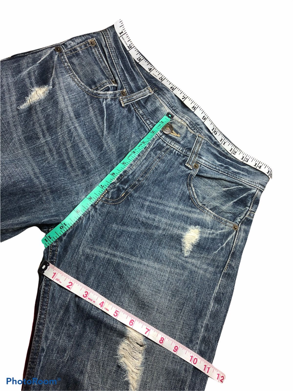 Japanese Brand FLARED⚡️⚡️⚡️DISTRESSED BUCKLE BACK DENIM Size US 31 - 6 Thumbnail