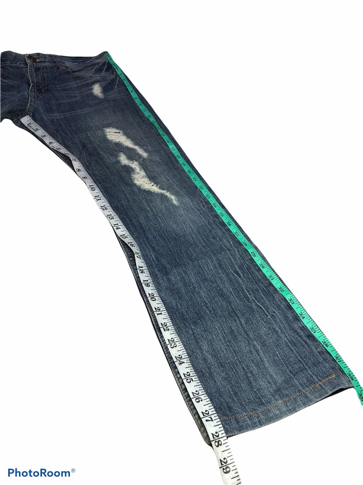 Japanese Brand FLARED⚡️⚡️⚡️DISTRESSED BUCKLE BACK DENIM Size US 31 - 8 Thumbnail