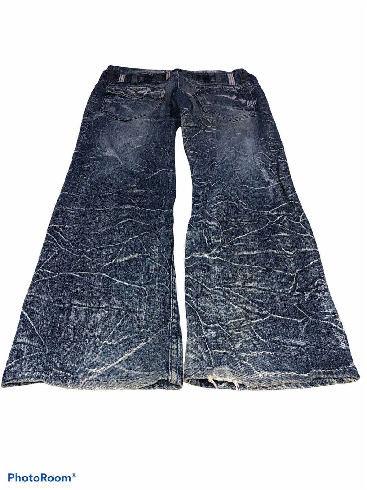 Japanese Brand NYLAUS DOUBLE WAIST ELECTRIC WASHED DENIM Size US 32 / EU 48 - 4 Thumbnail