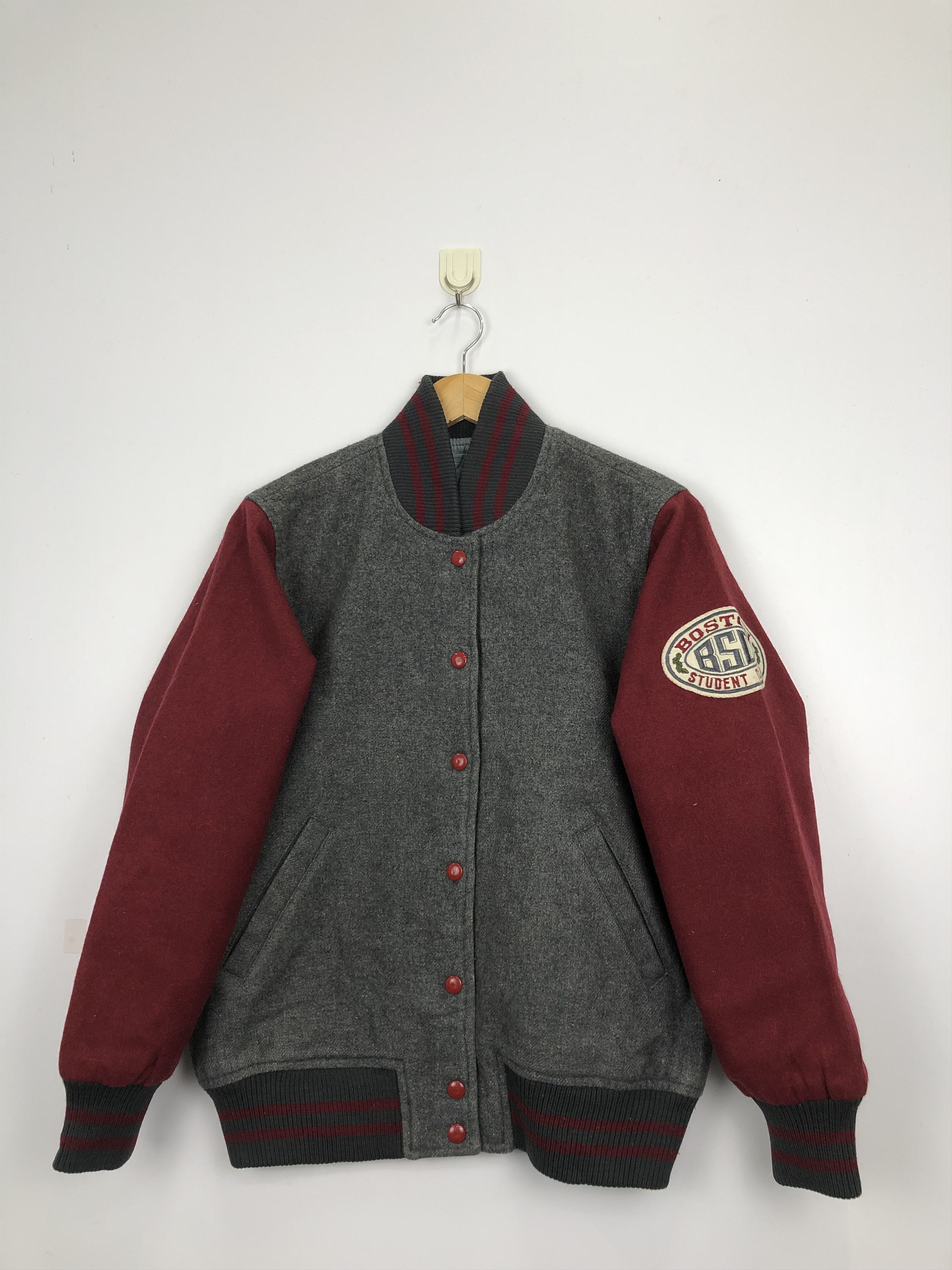 Vintage Vintage 90s Boston Student Club Varsity Jacket Wool V0359 Size US M / EU 48-50 / 2 - 1 Thumbnail