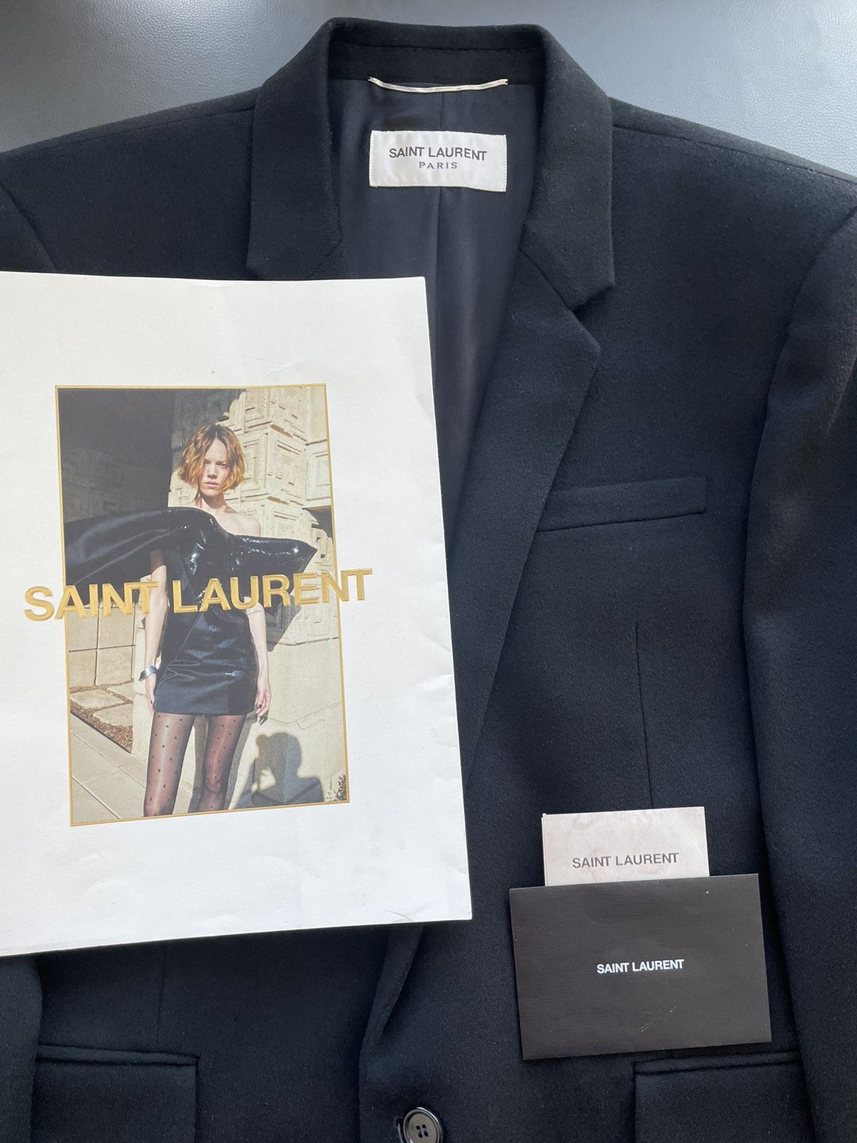 Hedi Slimane × Saint Laurent Paris × Yves Saint Laurent $4,200 Value Runway Saint Laurent Cashmere Wool Coat Size US L / EU 52-54 / 3 - 19 Thumbnail