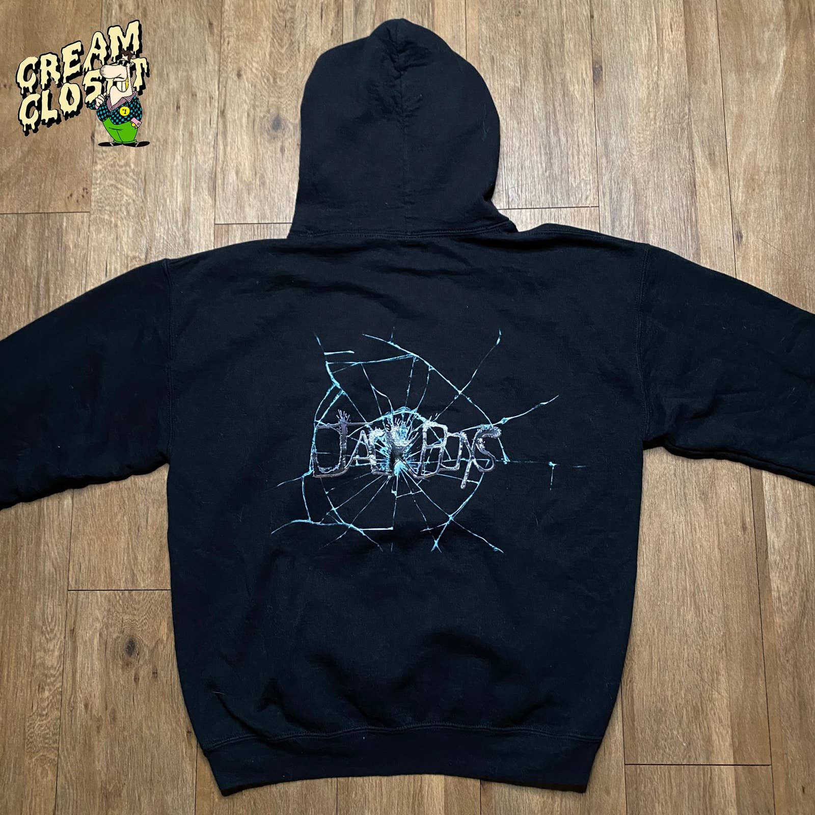 image of Travis Scott Cactus Jack Cracked Jackboys Hoodie in Black, Men's (Size Small)