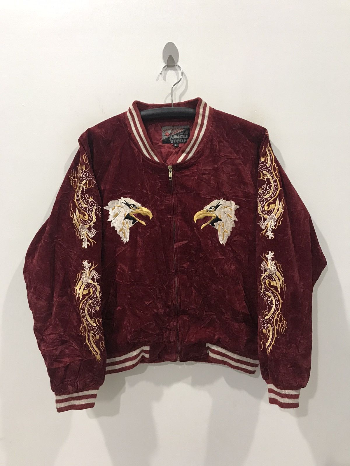 Japanese Brand JUNGLE STORM Japan Velvet Sukajan Quilted Dragon Embroidery Size US L / EU 52-54 / 3 - 2 Thumbnail