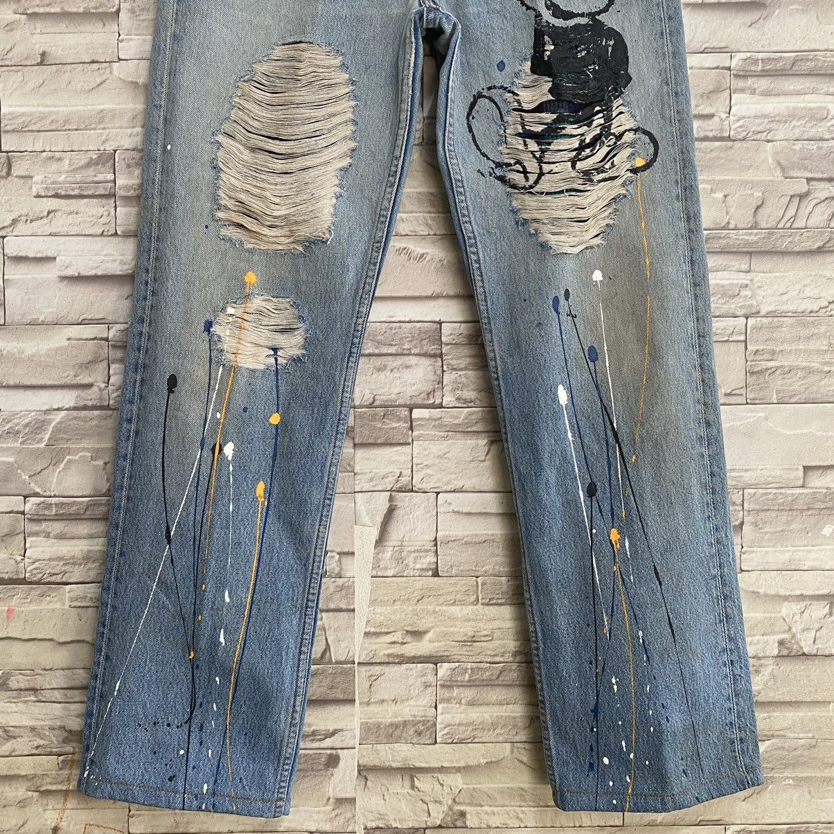 Levi's Vintage Levis 501 Custom Distressed Mickey Painter Jeans Size US 32 / EU 48 - 5 Thumbnail