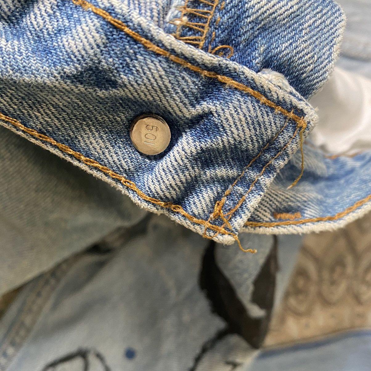 Levi's Vintage Levis 501 Custom Distressed Mickey Painter Jeans Size US 32 / EU 48 - 19 Thumbnail