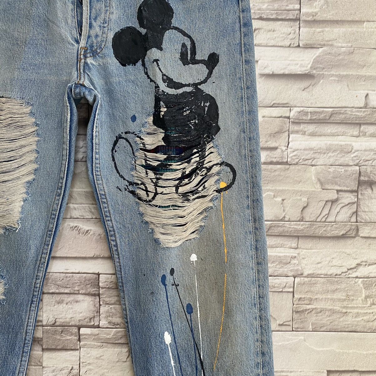 Levi's Vintage Levis 501 Custom Distressed Mickey Painter Jeans Size US 32 / EU 48 - 9 Thumbnail