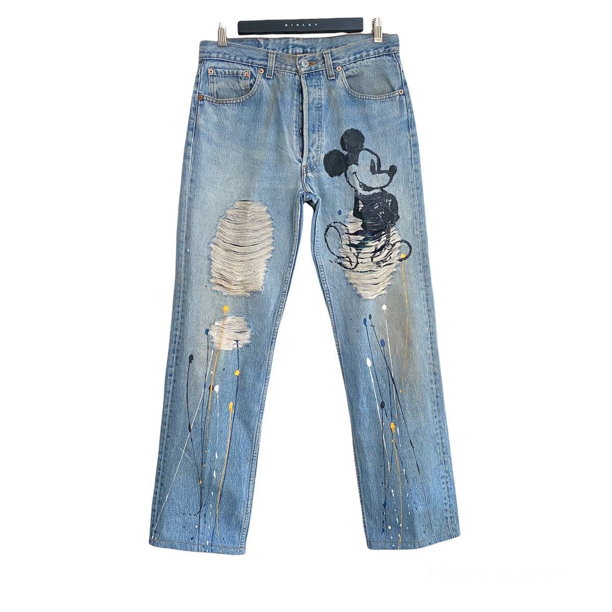Levi's Vintage Levis 501 Custom Distressed Mickey Painter Jeans Size US 32 / EU 48 - 1 Thumbnail