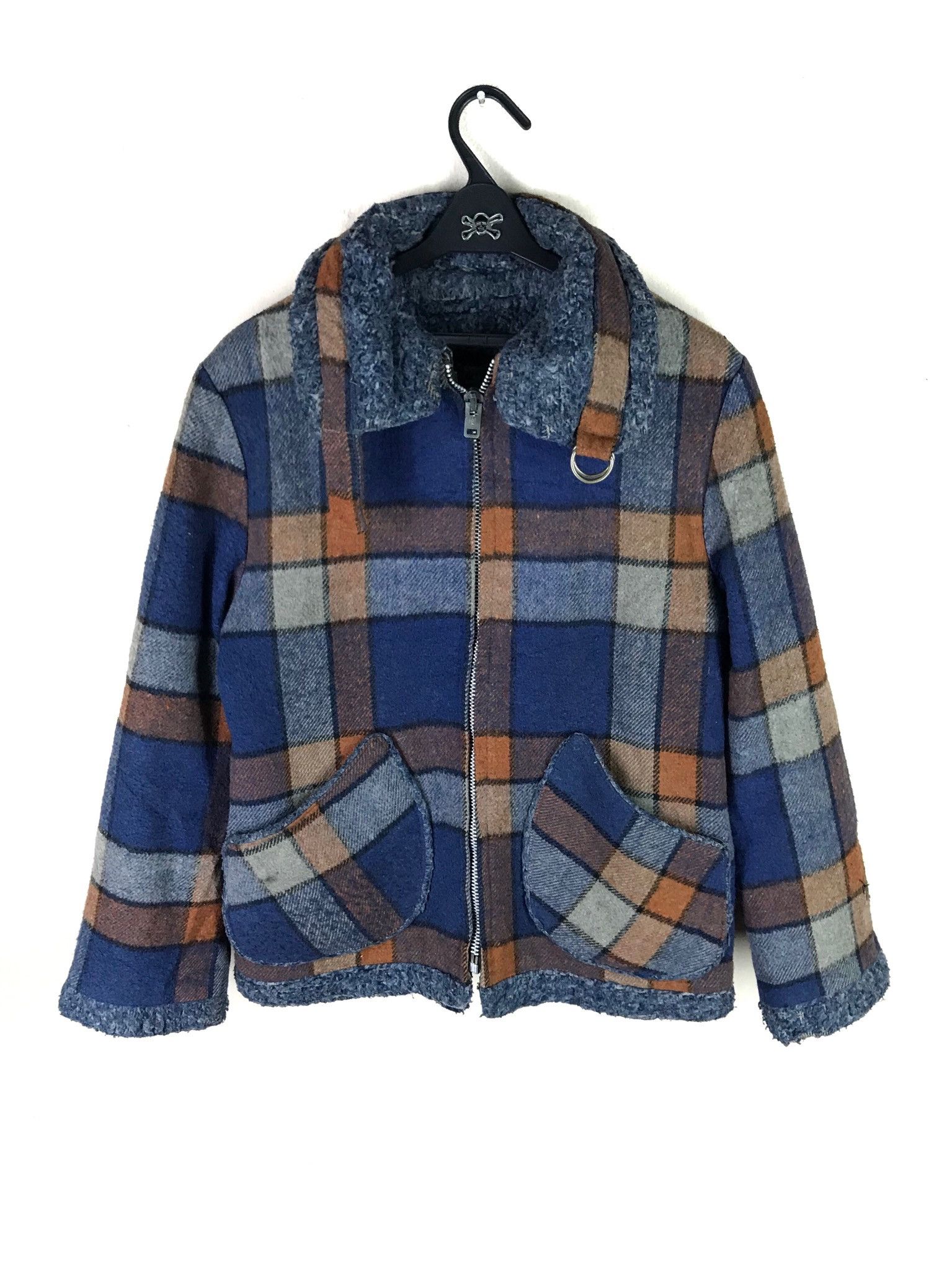 Wool Plaid Multicolor Heavy Coat Jacket