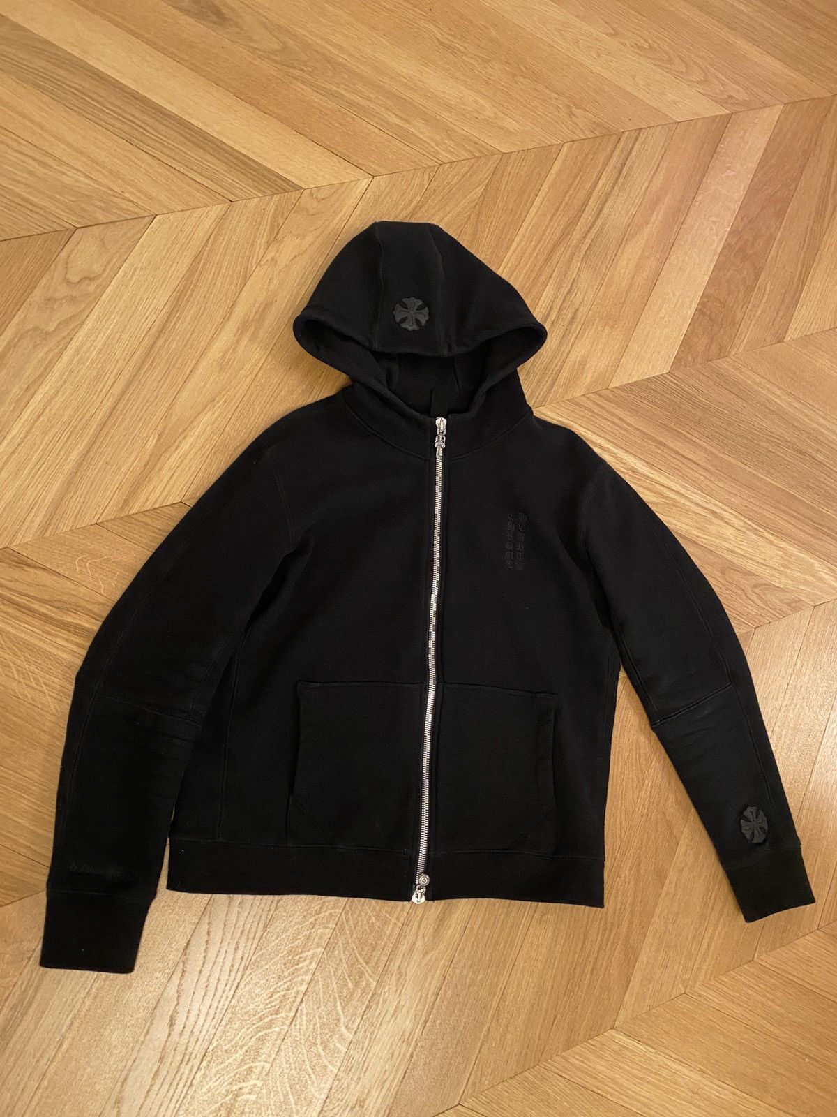 Chrome Hearts Chrome Hearts Black Leather Patchwork Hoodie | Grailed