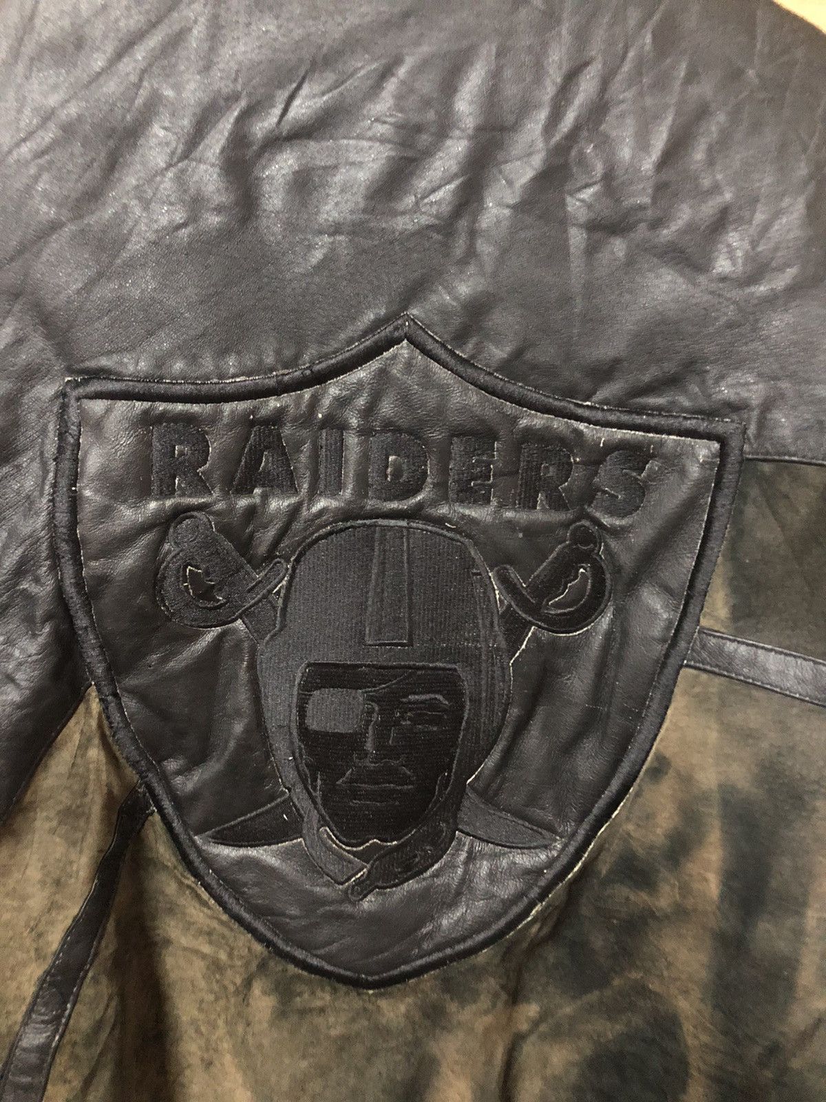 Jeff Hamilton × NFL Vintage Jeff Hamilton X Raiders Sun Faded Leather Jacket Size US XL / EU 56 / 4 - 7 Thumbnail