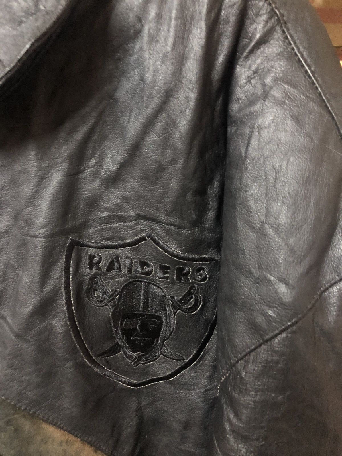 Jeff Hamilton × NFL Vintage Jeff Hamilton X Raiders Sun Faded Leather Jacket Size US XL / EU 56 / 4 - 5 Thumbnail