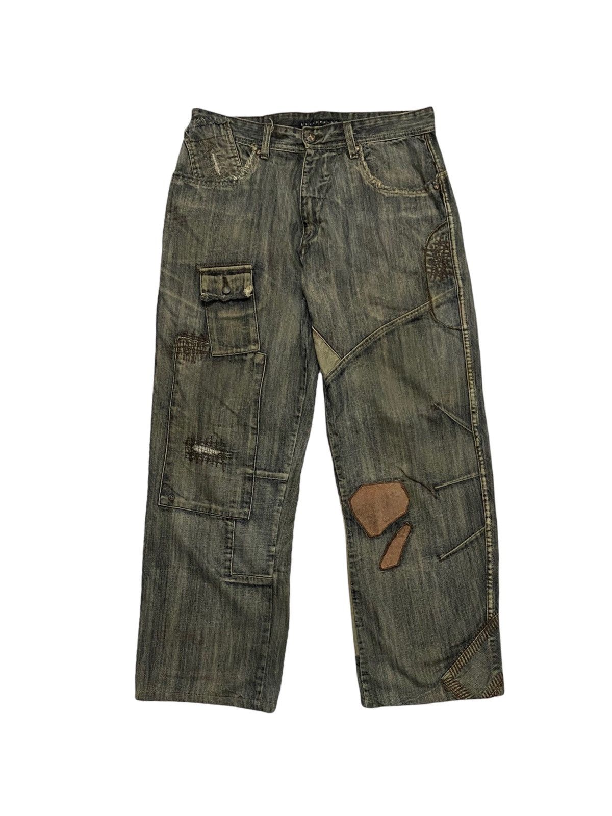 Pelle Pelle Pelle Pelle Patchwork Distressed Denim Baggy Jeans Size US 32 / EU 48 - 8 Thumbnail