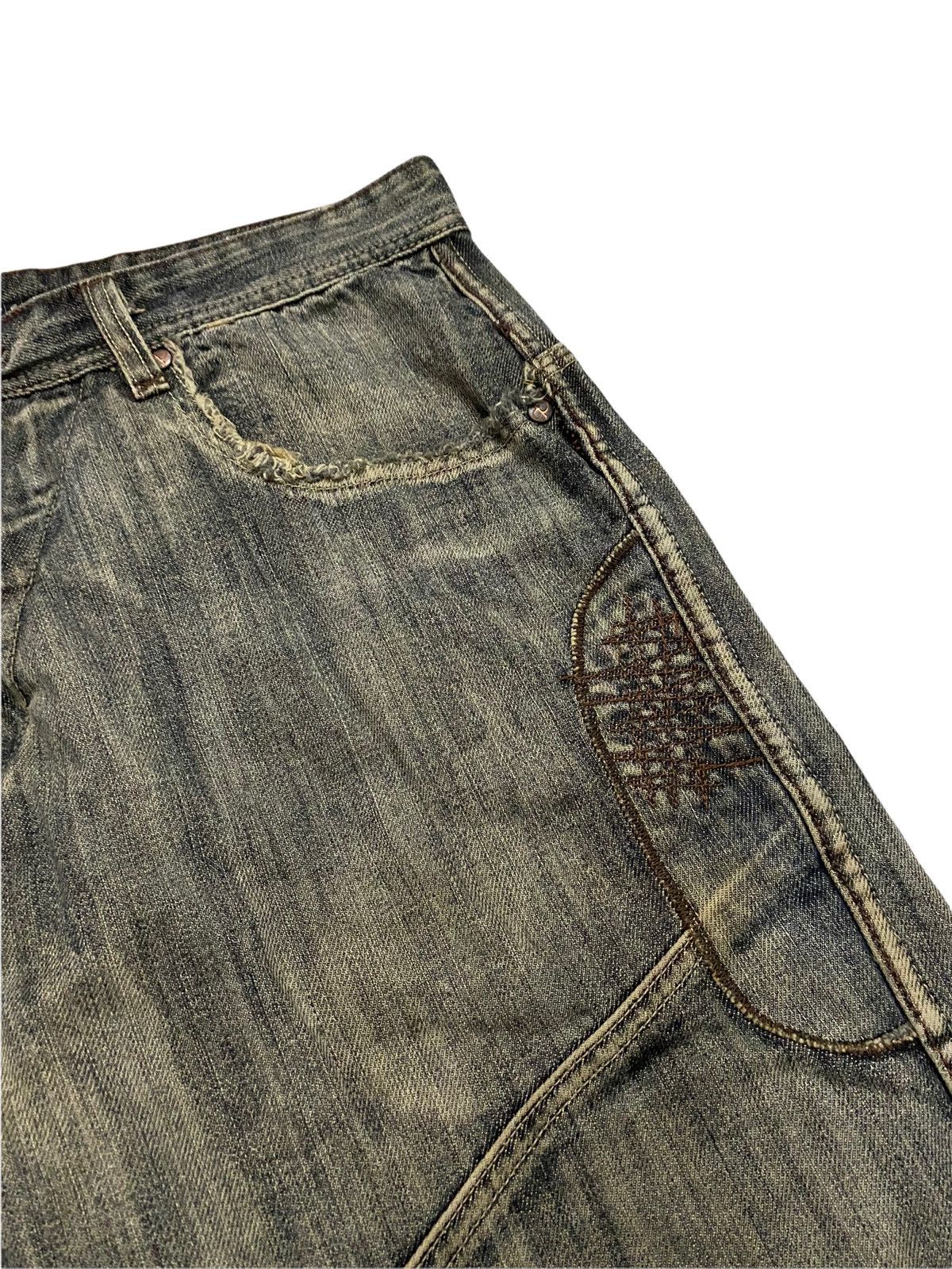 Pelle Pelle Pelle Pelle Patchwork Distressed Denim Baggy Jeans Size US 32 / EU 48 - 6 Thumbnail