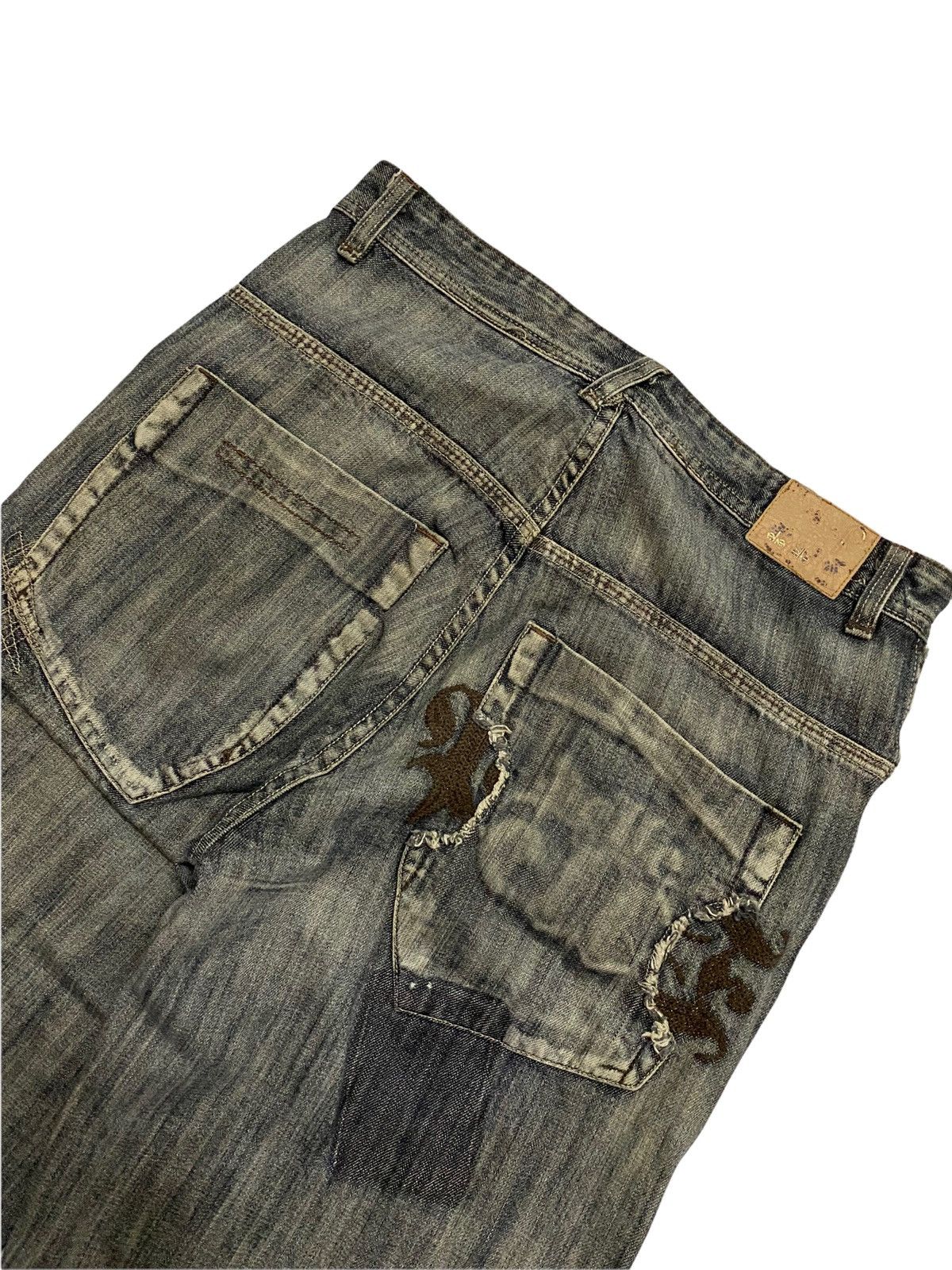 Pelle Pelle Pelle Pelle Patchwork Distressed Denim Baggy Jeans Size US 32 / EU 48 - 10 Thumbnail
