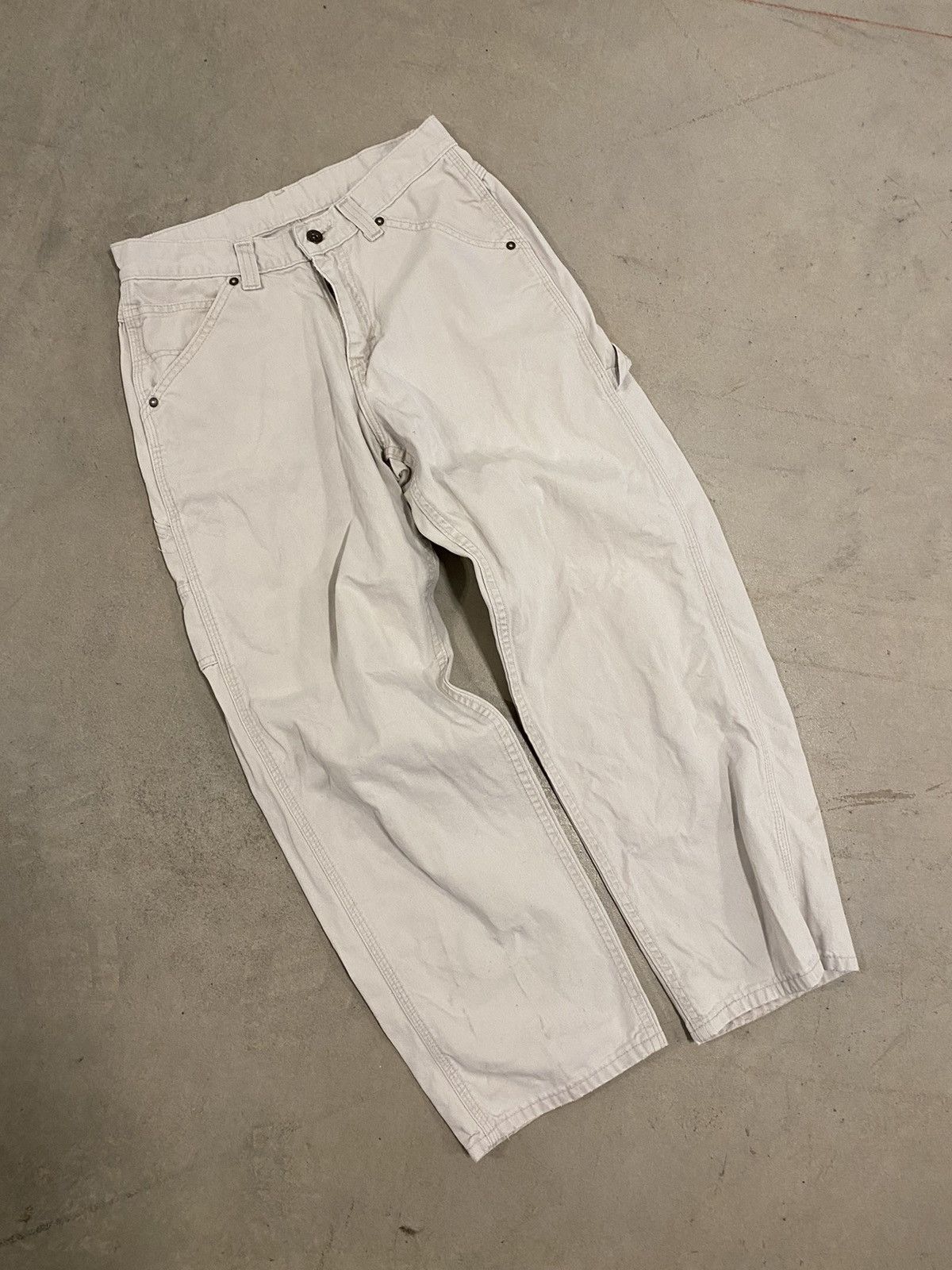 Lee × Vintage Vintage Y2K Lee white dungaree pants Size US 28 / EU 44 - 2 Thumbnail