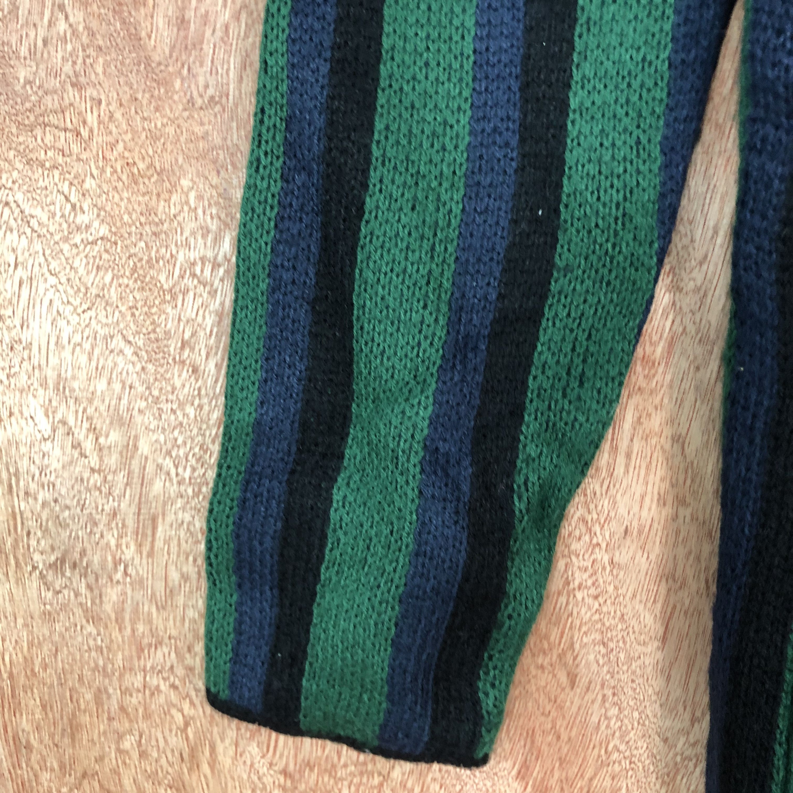 Homespun Knitwear × Japanese Brand Chic MUse Stripe Black Green Knitwer #c469 Size US M / EU 48-50 / 2 - 6 Thumbnail