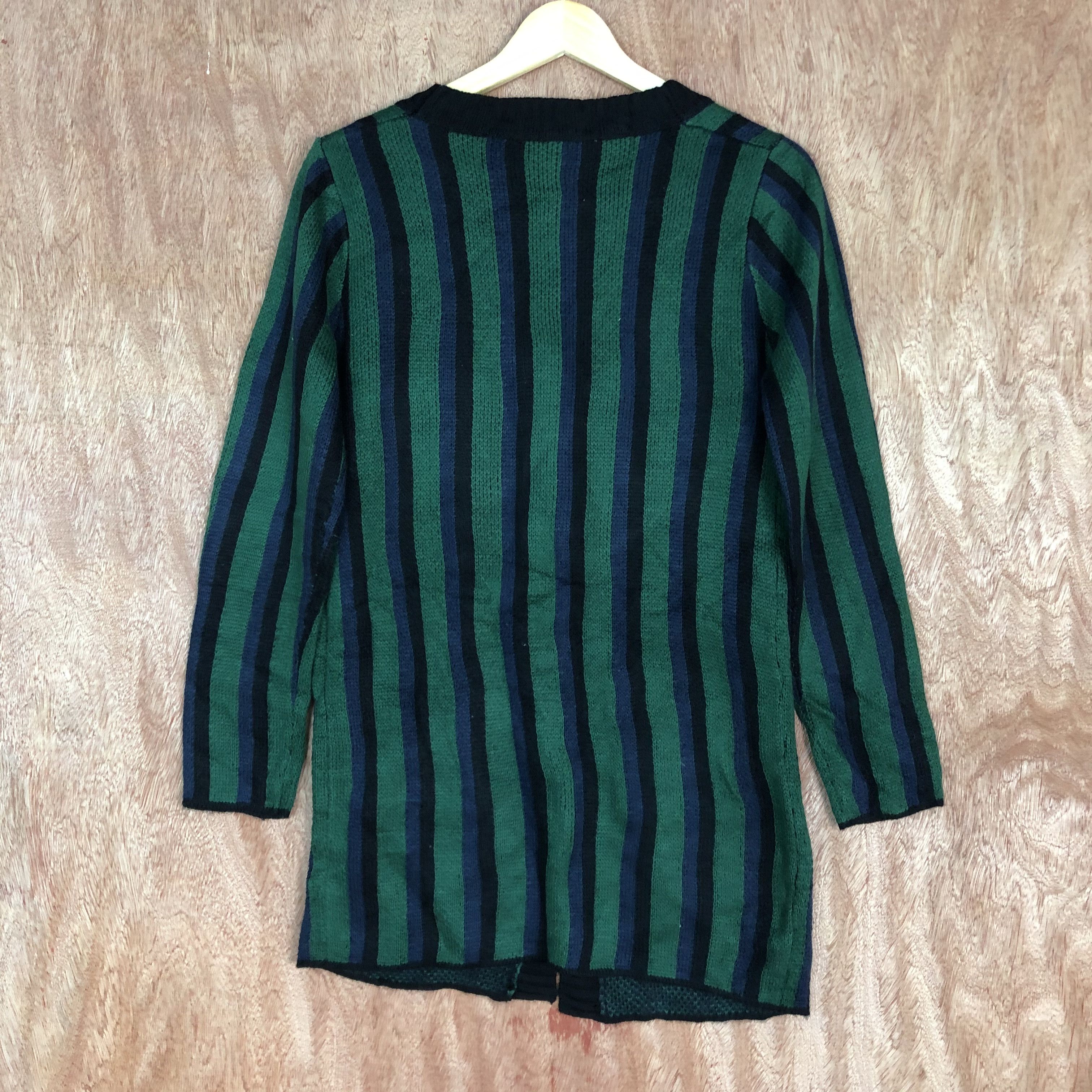 Homespun Knitwear × Japanese Brand Chic MUse Stripe Black Green Knitwer #c469 Size US M / EU 48-50 / 2 - 11 Thumbnail