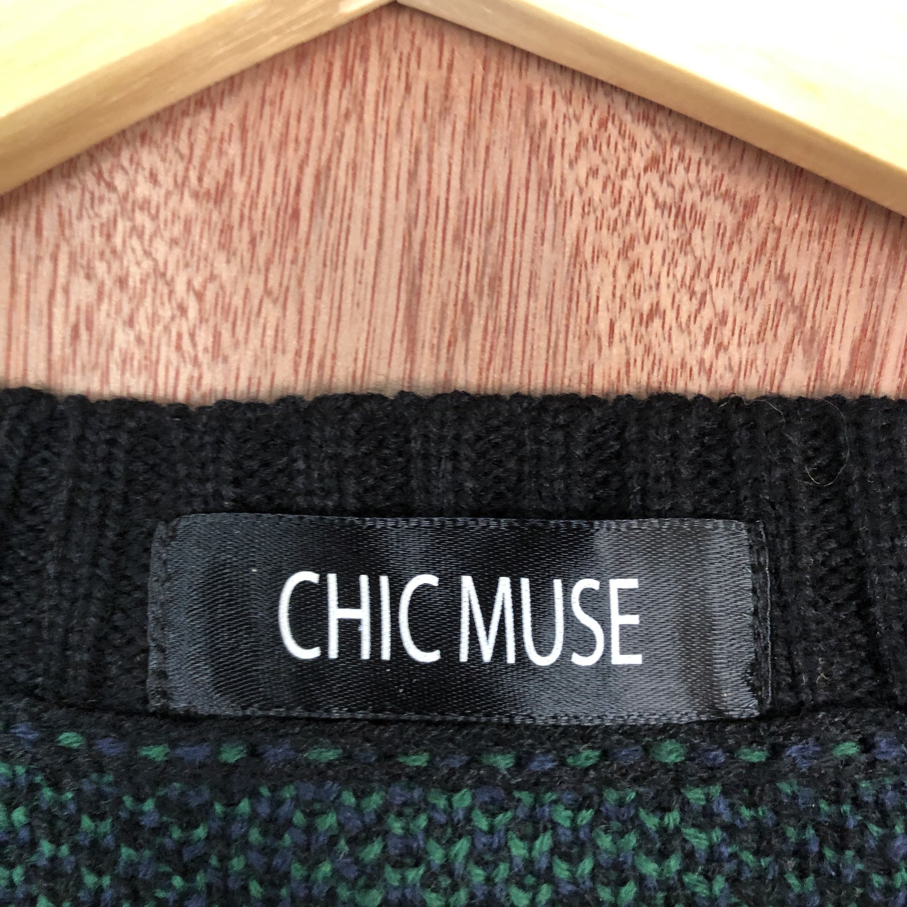 Homespun Knitwear × Japanese Brand Chic MUse Stripe Black Green Knitwer #c469 Size US M / EU 48-50 / 2 - 10 Thumbnail