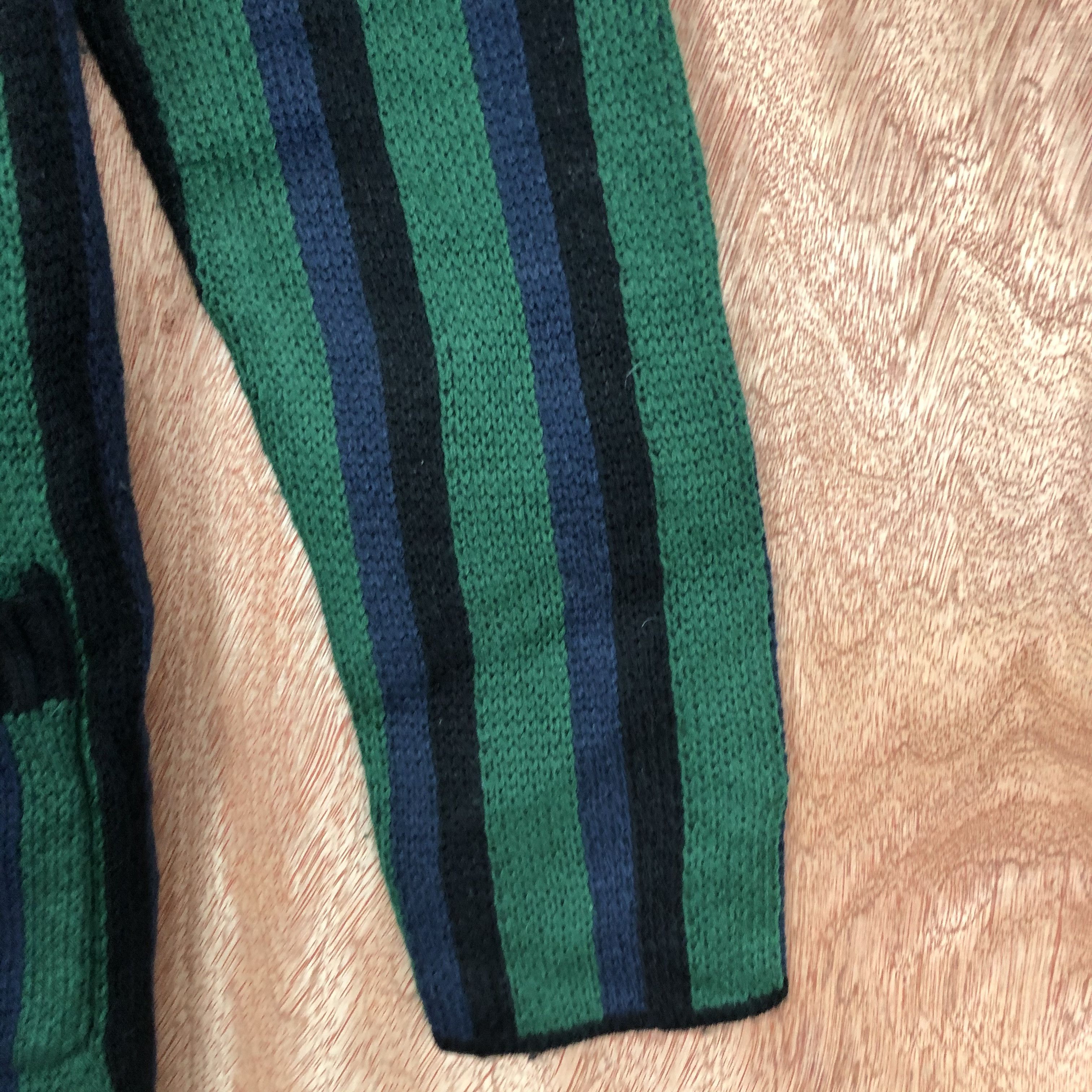 Homespun Knitwear × Japanese Brand Chic MUse Stripe Black Green Knitwer #c469 Size US M / EU 48-50 / 2 - 4 Thumbnail