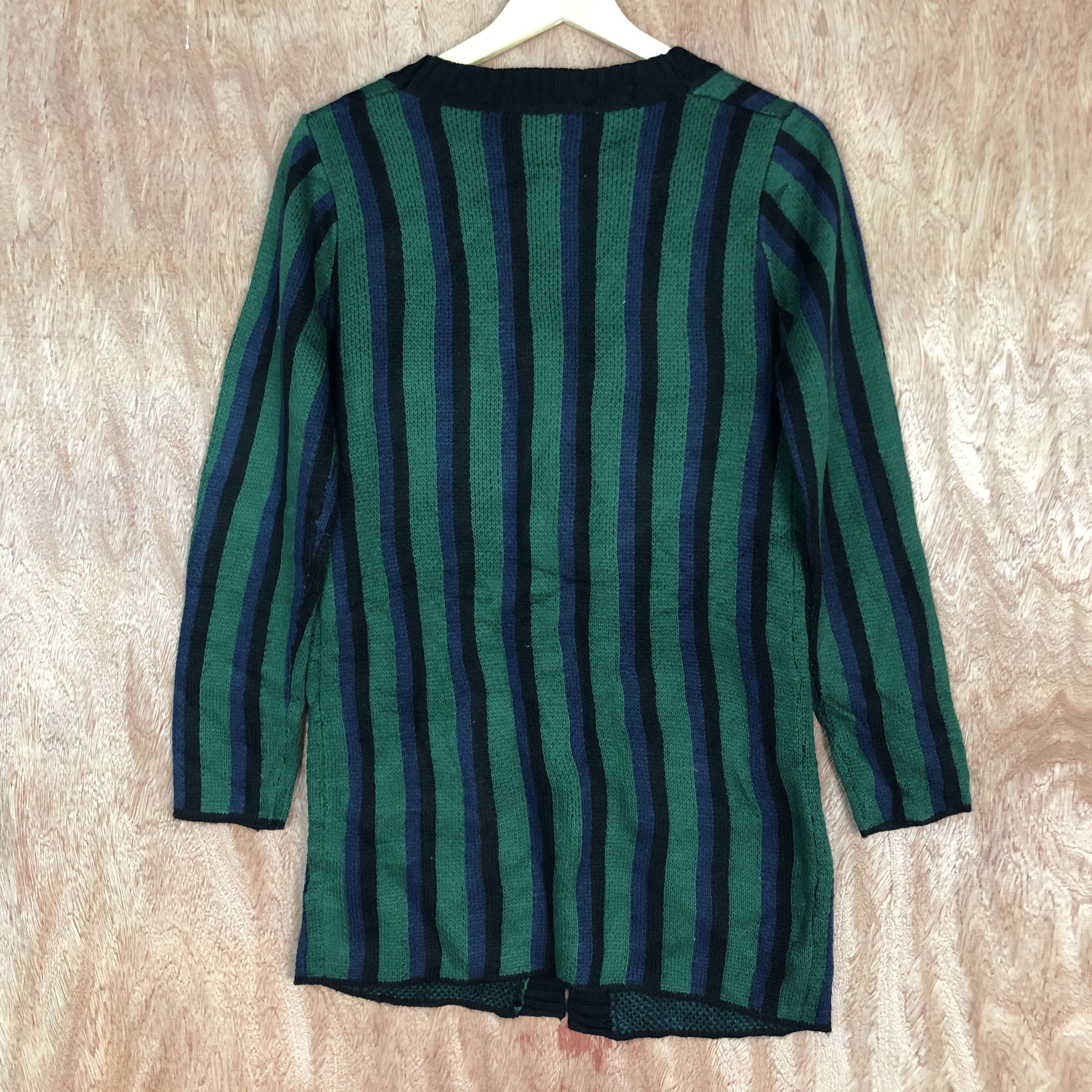 Homespun Knitwear × Japanese Brand Chic MUse Stripe Black Green Knitwer #c469 Size US M / EU 48-50 / 2 - 13 Thumbnail