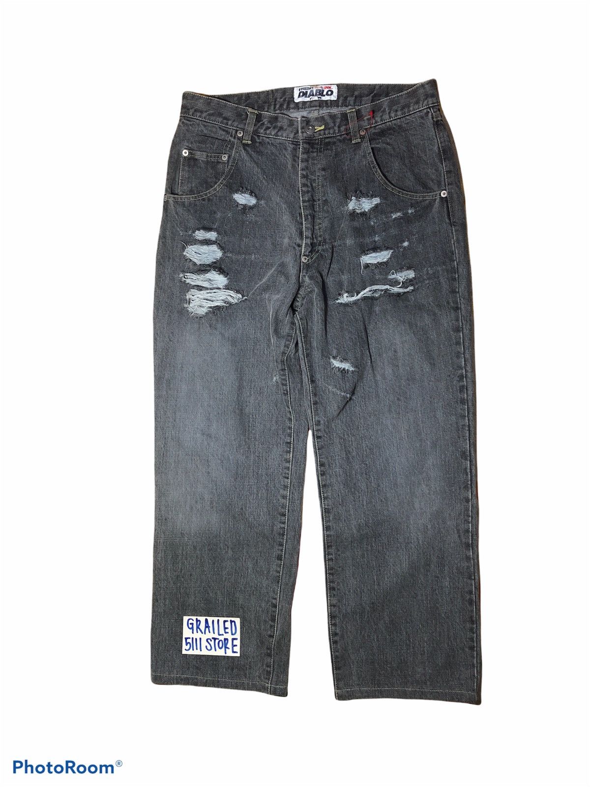 Hypebeast WIDE LEG⚡️⚡️DIABLO JAPAN DISTRESSED DENIM Size US 32 / EU 48 - 1 Thumbnail