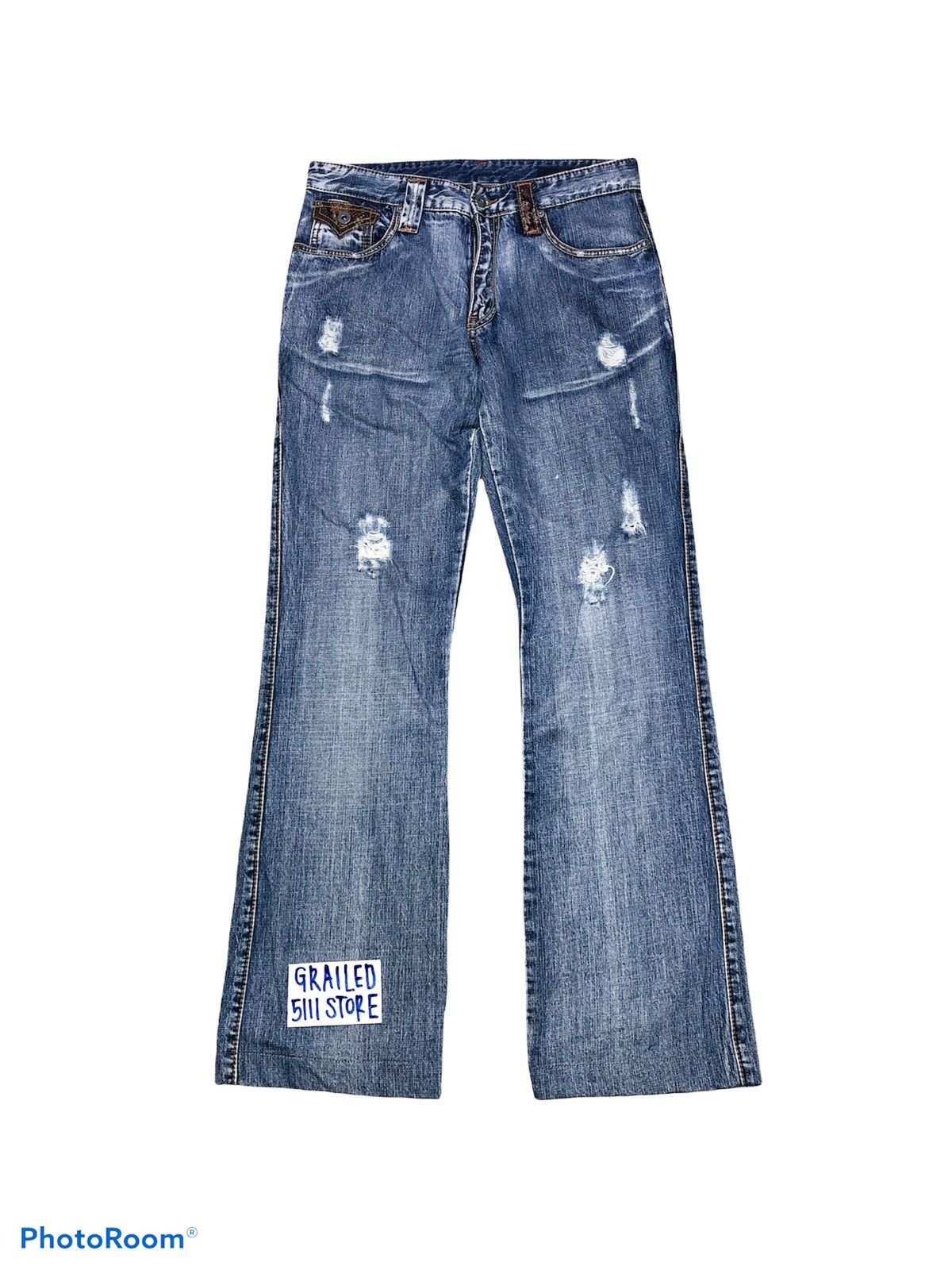Japanese Brand FLARED⚡️⚡️TAKAIQ DISTRESSED DENIM Size US 31 - 1 Thumbnail
