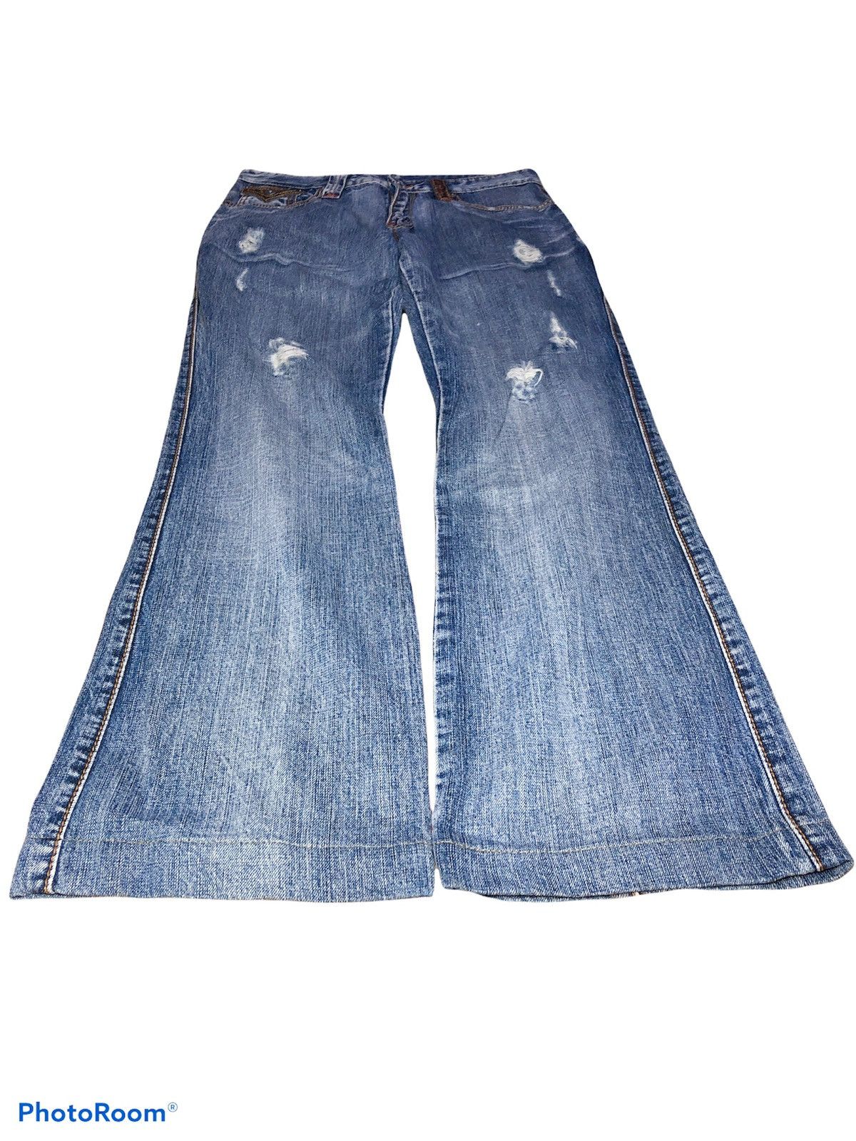 Japanese Brand FLARED⚡️⚡️TAKAIQ DISTRESSED DENIM Size US 31 - 2 Thumbnail