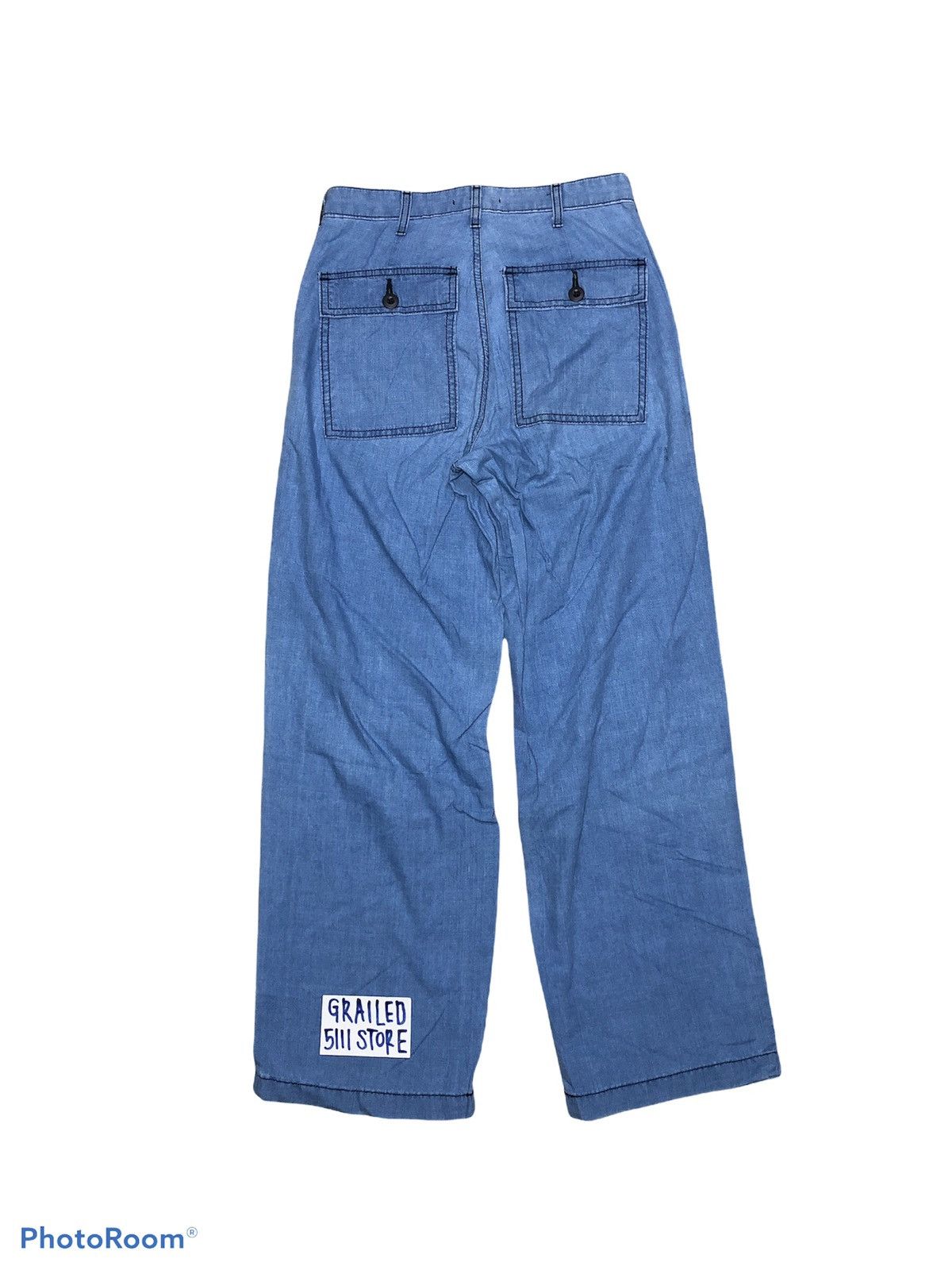 Vintage SOMETHING EDWIN CHAMBRAY BAKER PANTS Size US 28 / EU 44 - 2 Thumbnail