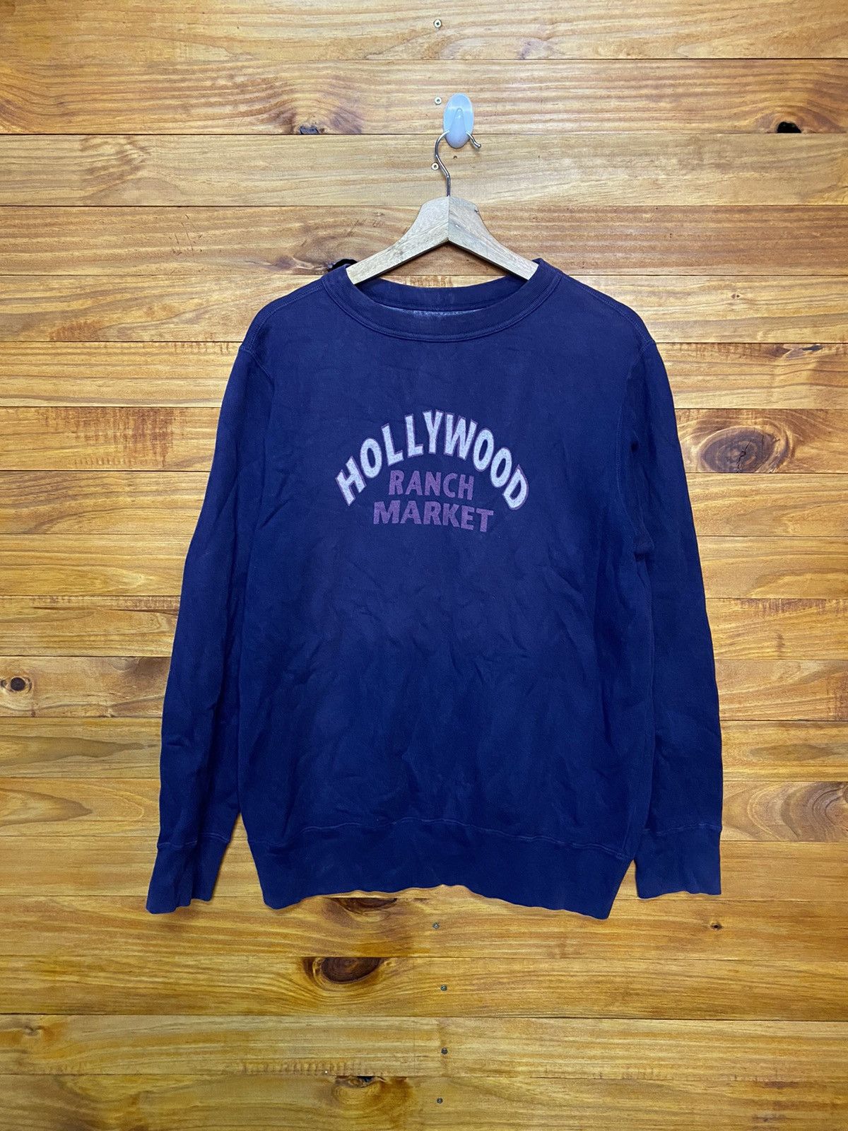 image of Hollywood Ranch&market Vintage Hollywood Ranch Market Spell Out Sweatshirt in Navy (Size Medium)